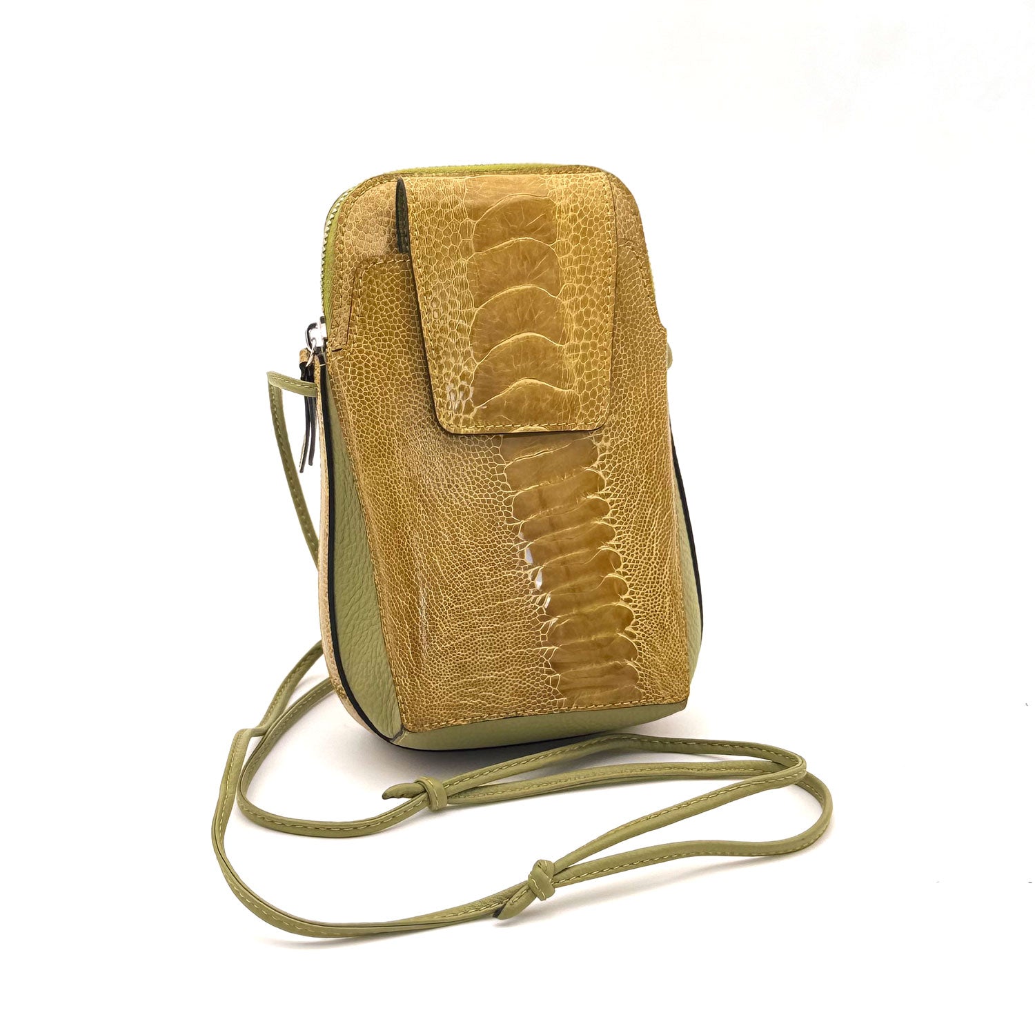 Ostrich Patent Leather Phone Bag