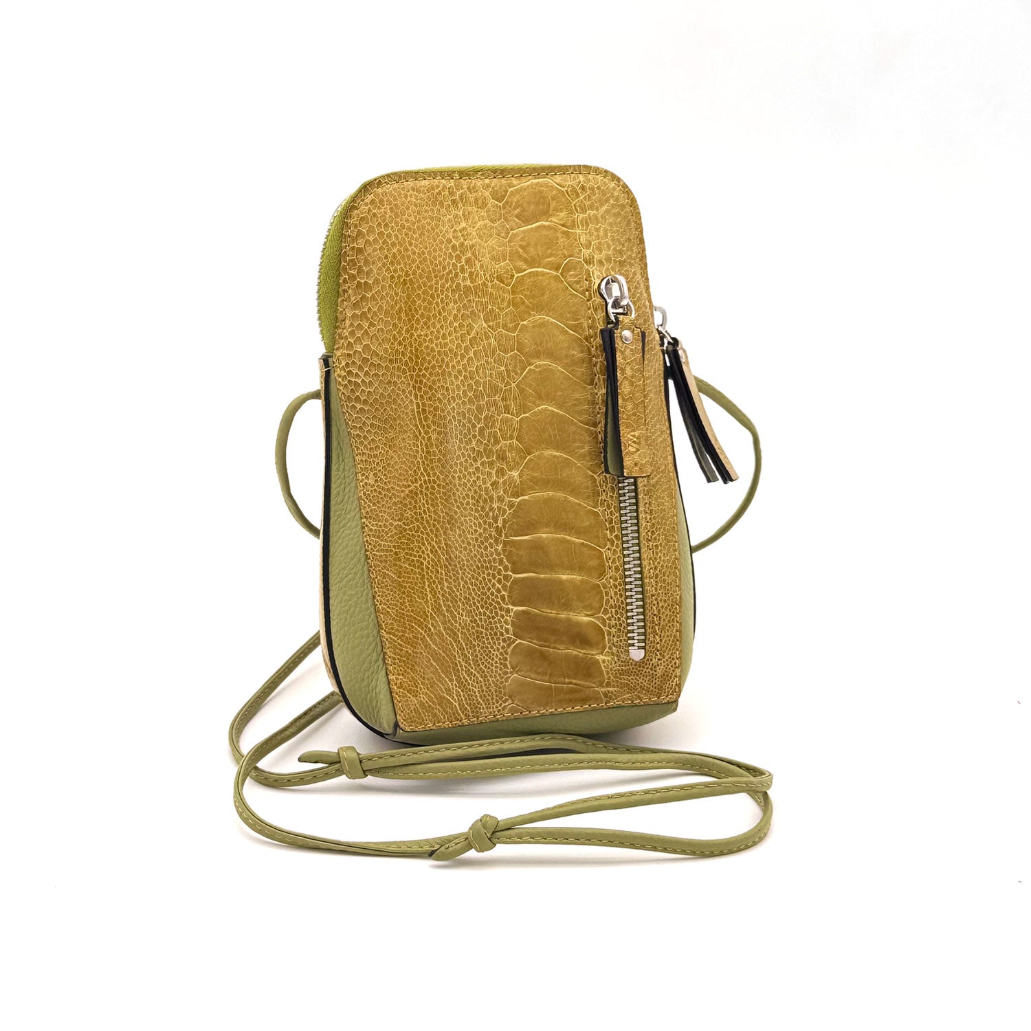 Ostrich Patent Leather Phone Bag