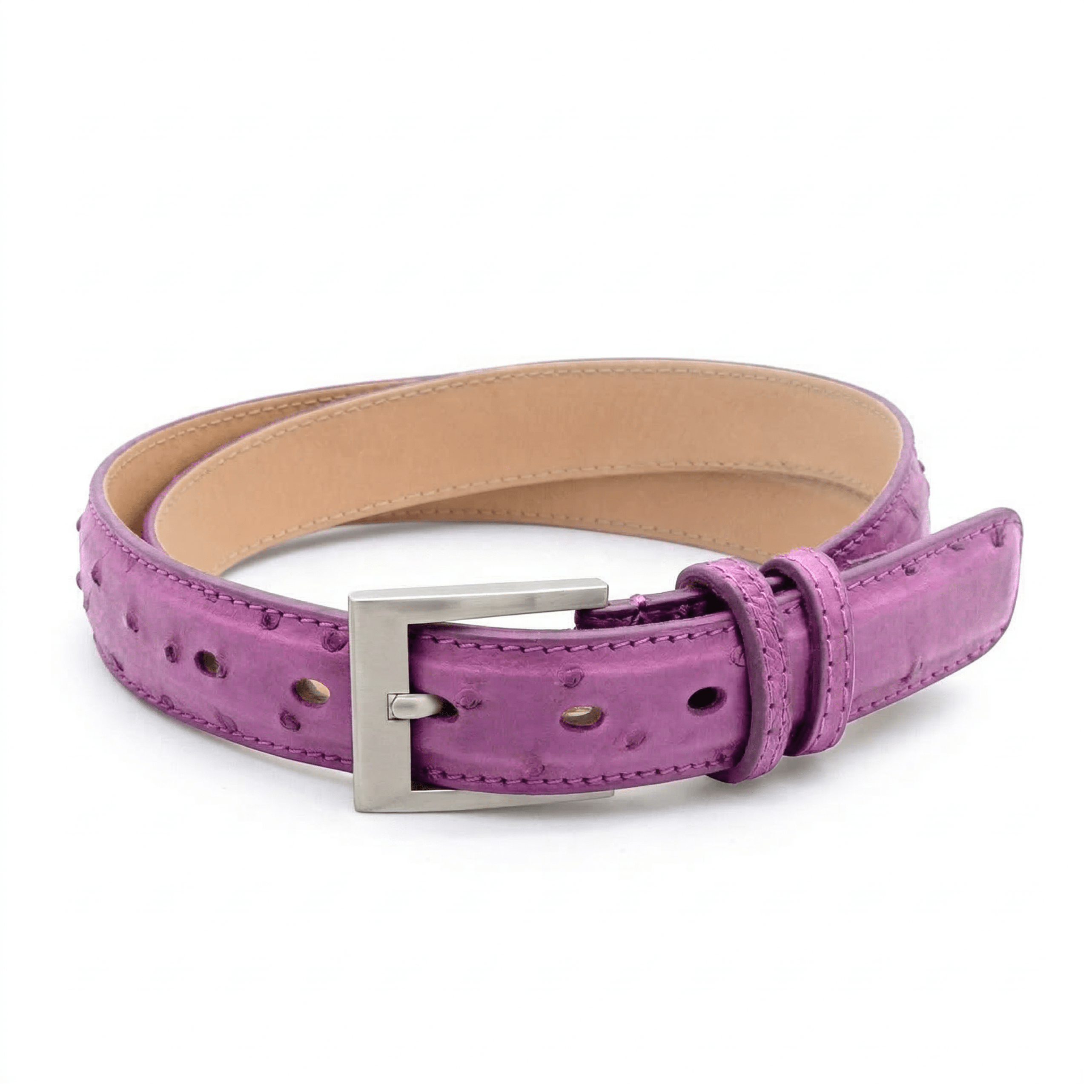 African Violet Ostrich Belt - Ostrich Leather Belt