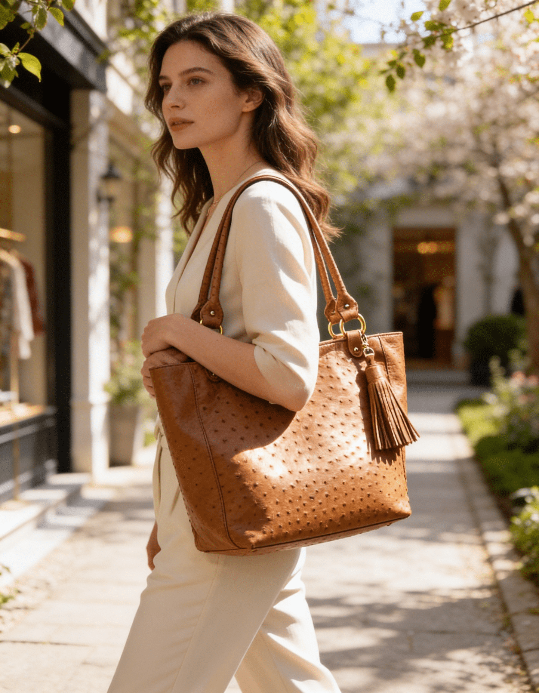 Karoo Ostrich Leather Tote Handbag - Ostrich Leather Bag