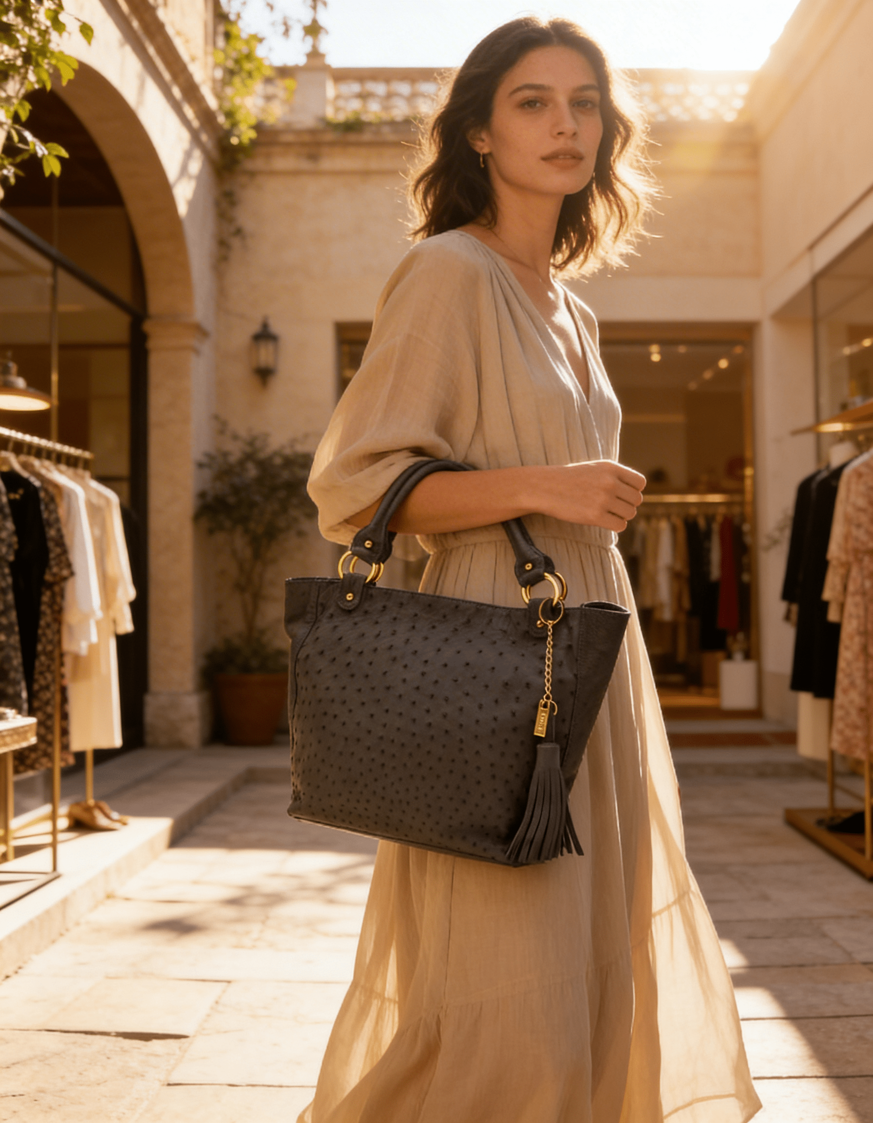 Karoo Ostrich Leather Tote Handbag - Ostrich Leather Bag