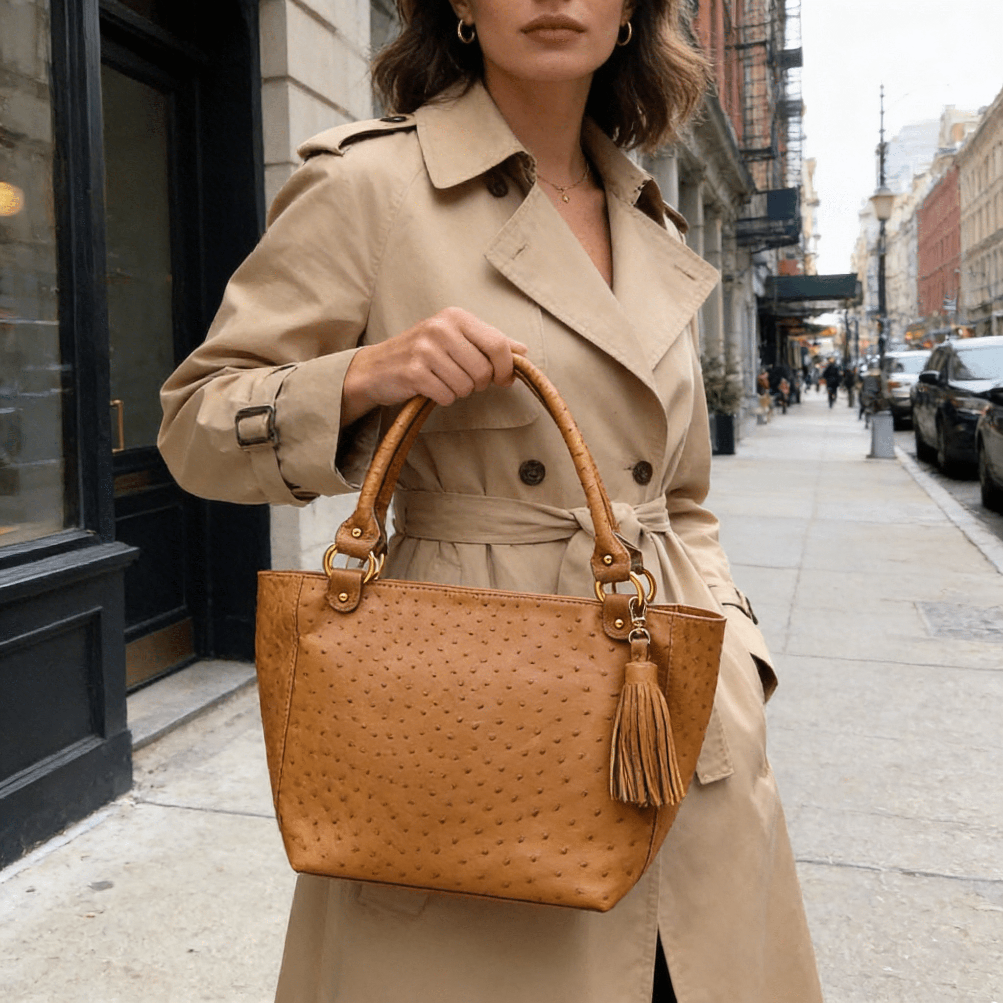 Karoo Ostrich Leather Tote Handbag - Ostrich Leather Bag