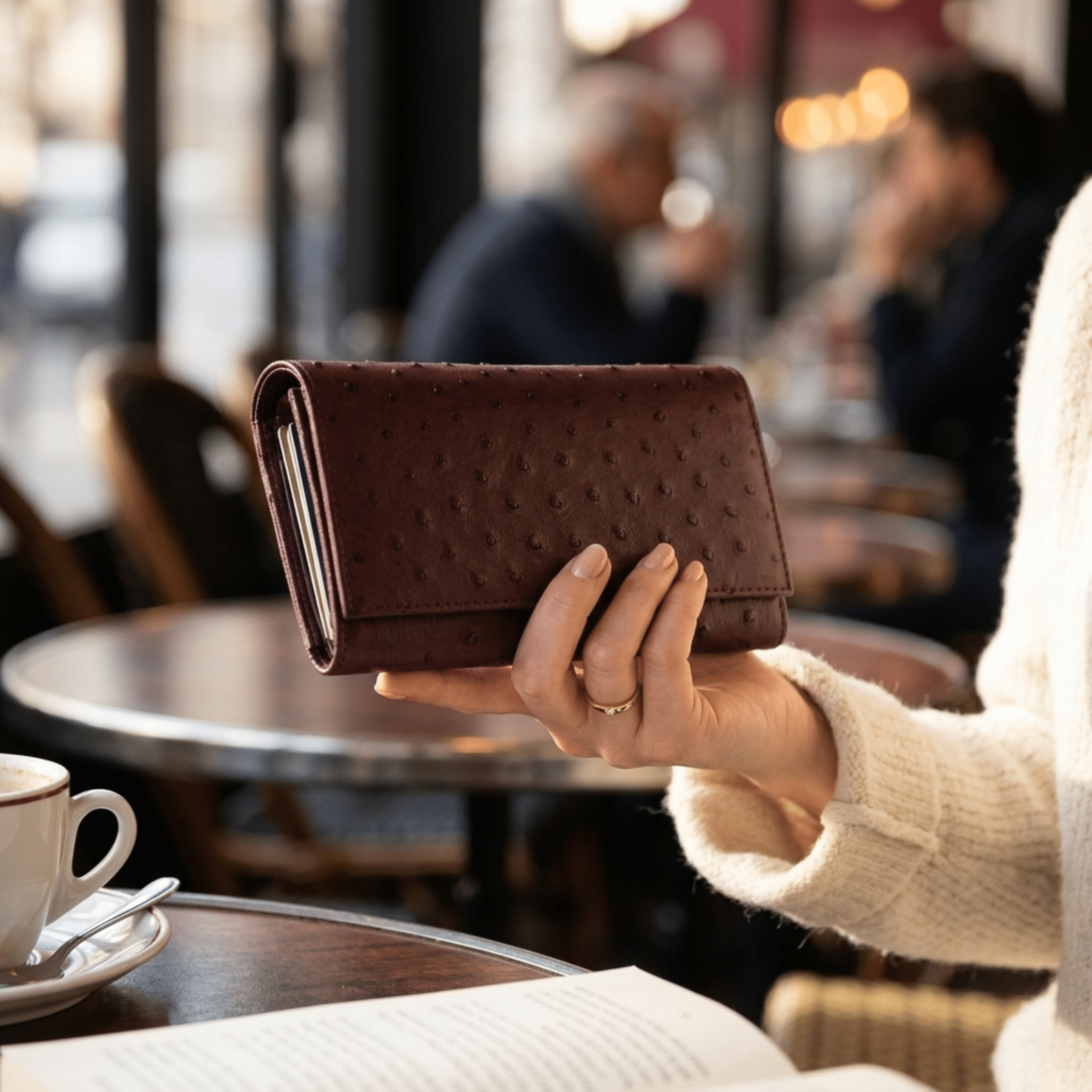 Large Classic Ostrich Leather Wallet - Ostrich Leather Wallet