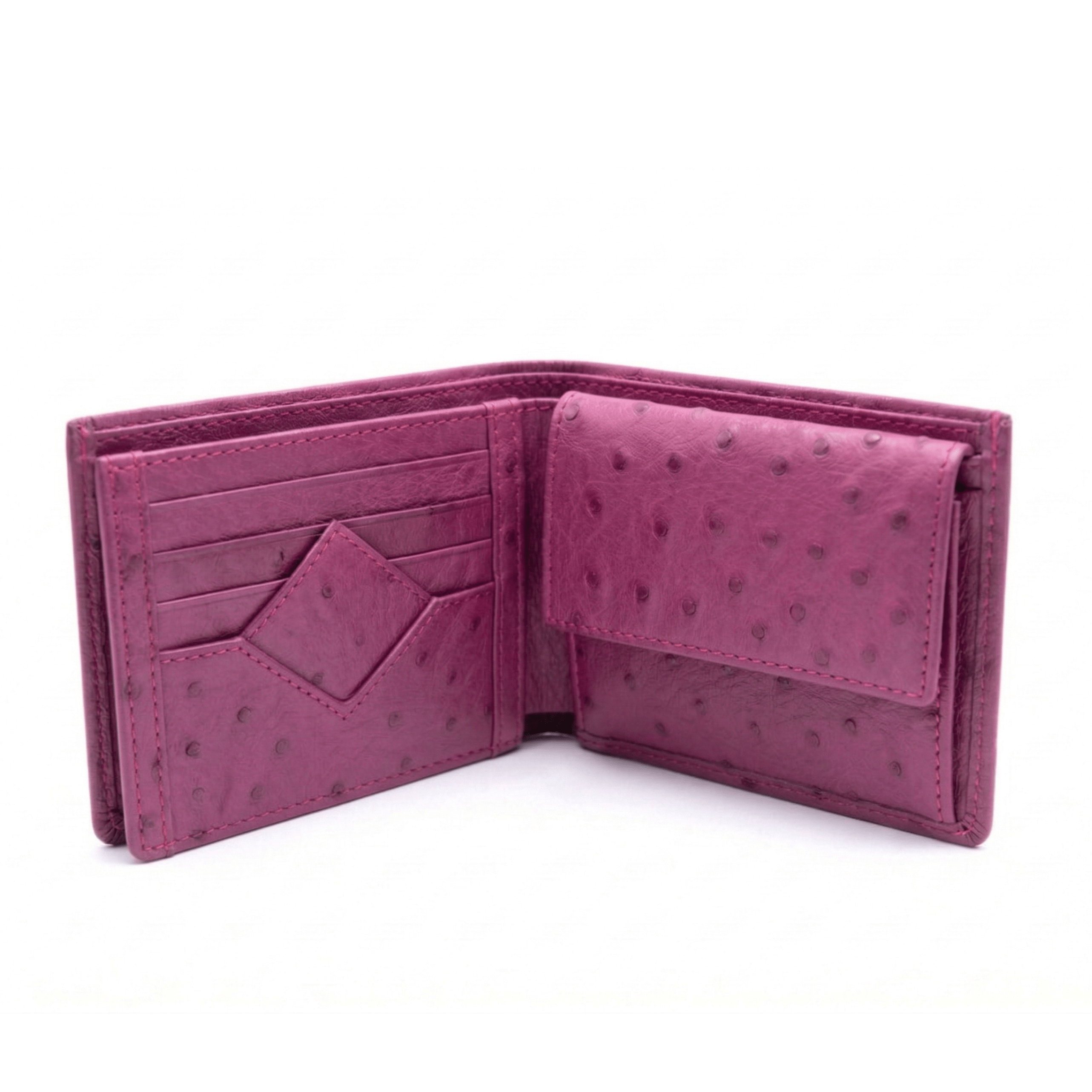 Ostrich Leather Diamond Wallet - Ostrich Leather Wallet