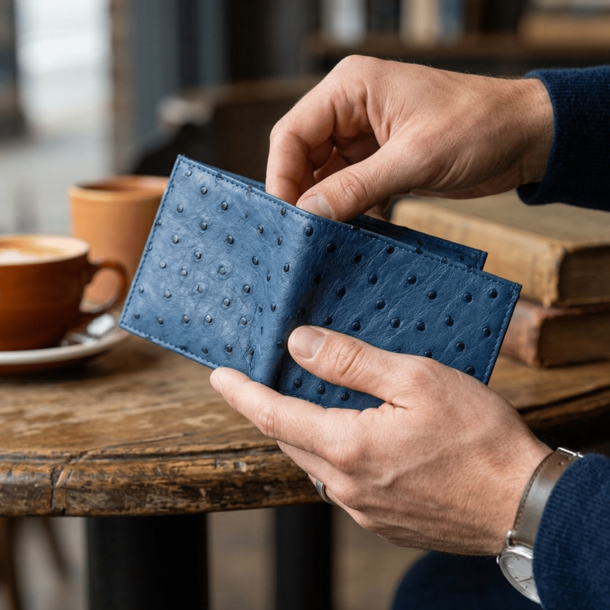 Ostrich Leather Diamond Wallet - Ostrich Leather Wallet