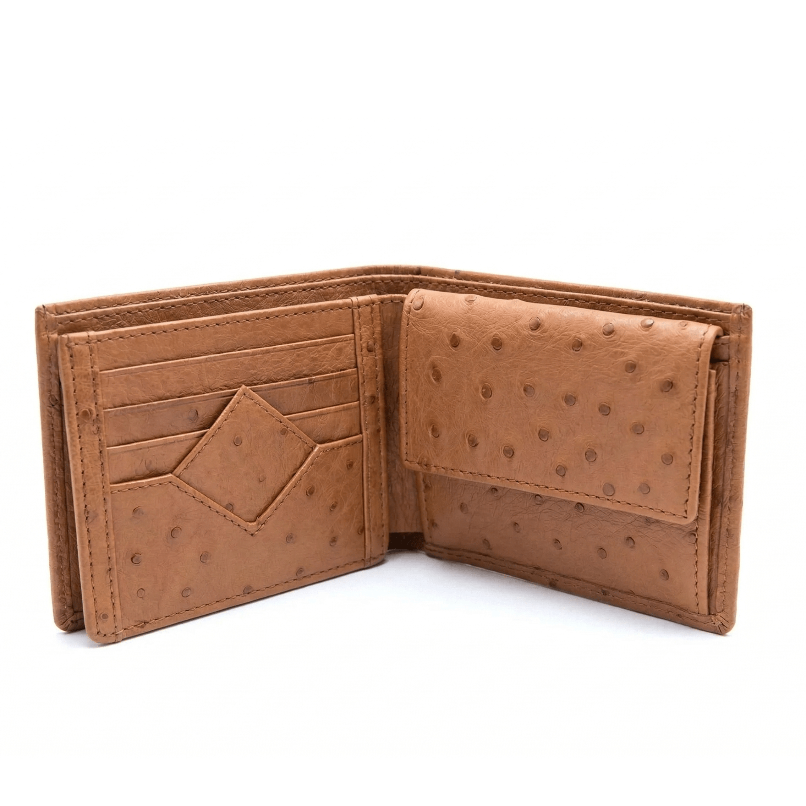 Ostrich Leather Diamond Wallet - Ostrich Leather Wallet