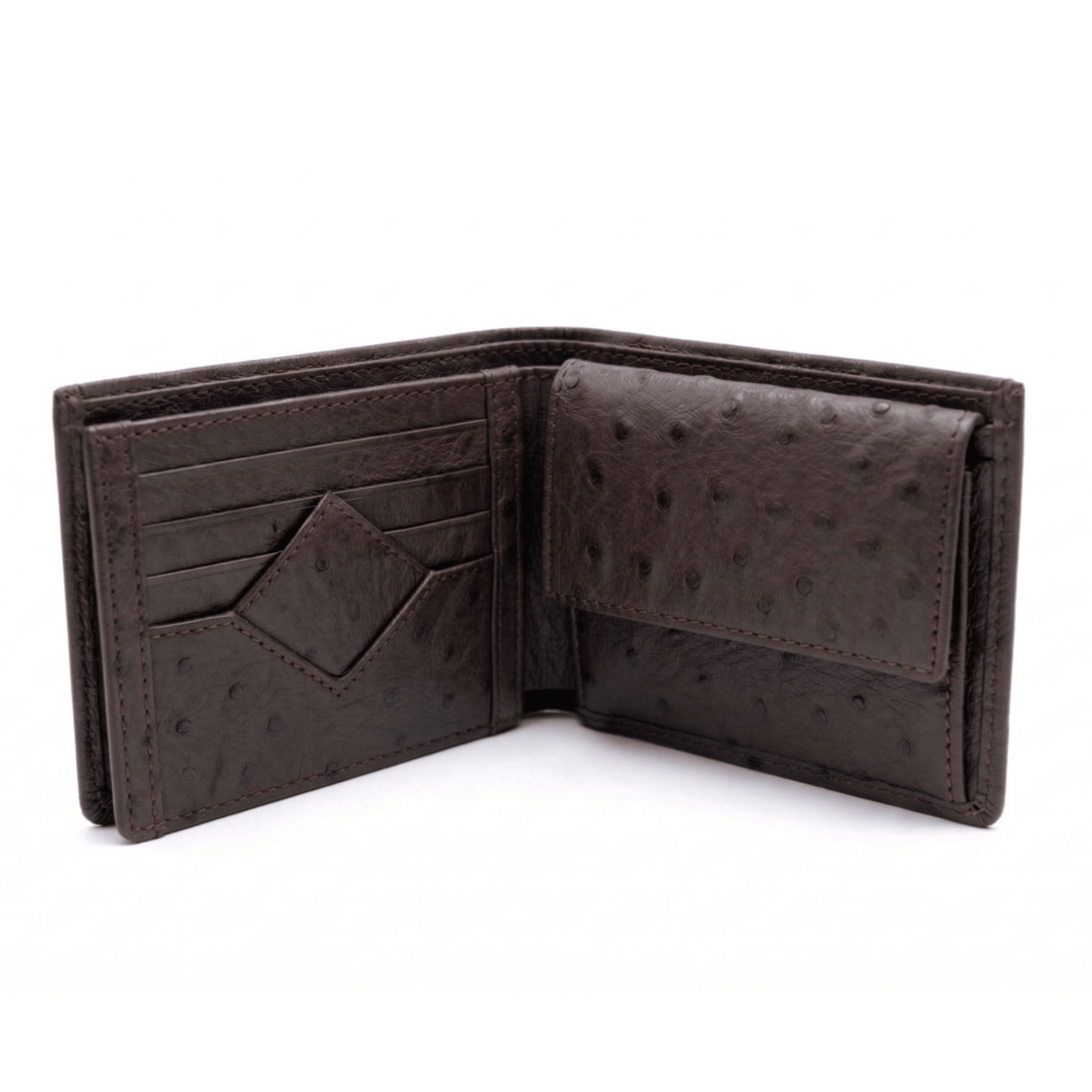 Ostrich Leather Diamond Wallet - Ostrich Leather Wallet