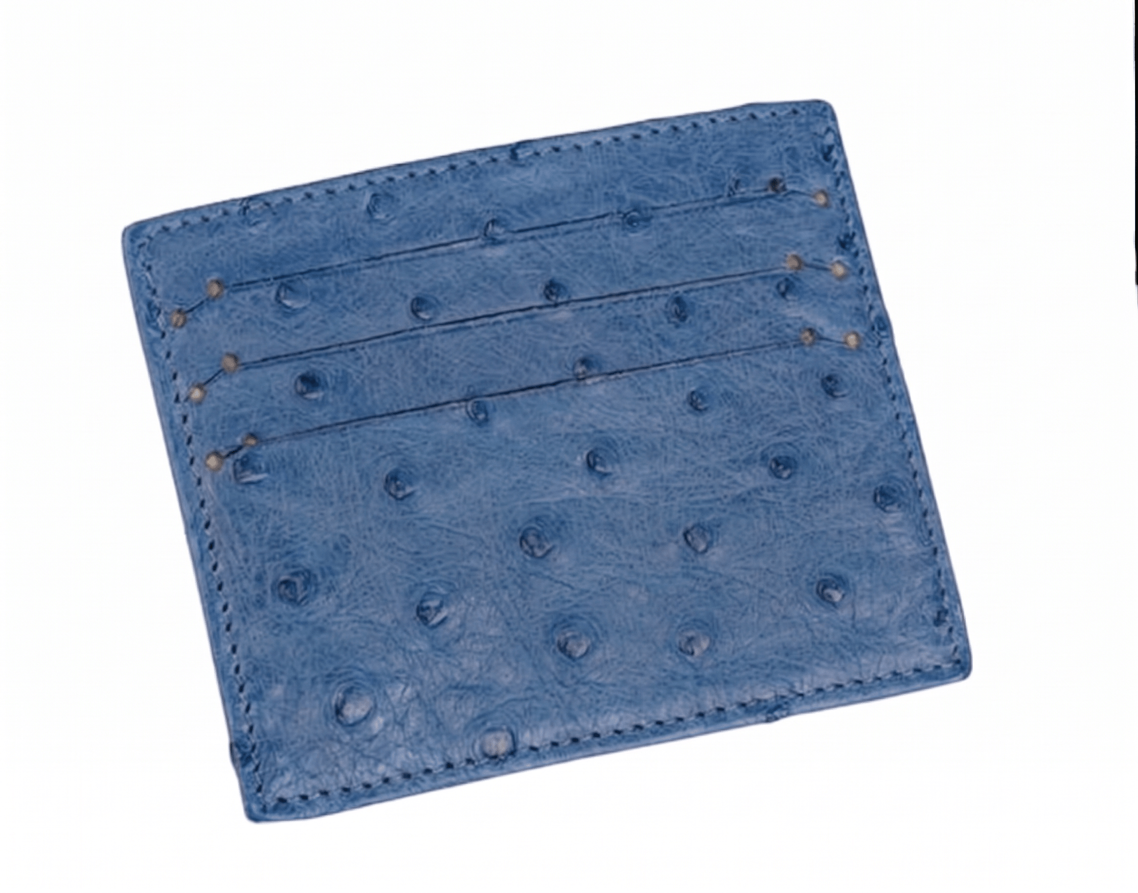 Ostrich Leather Small Card Holder Wallet - Ostrich Leather Wallet