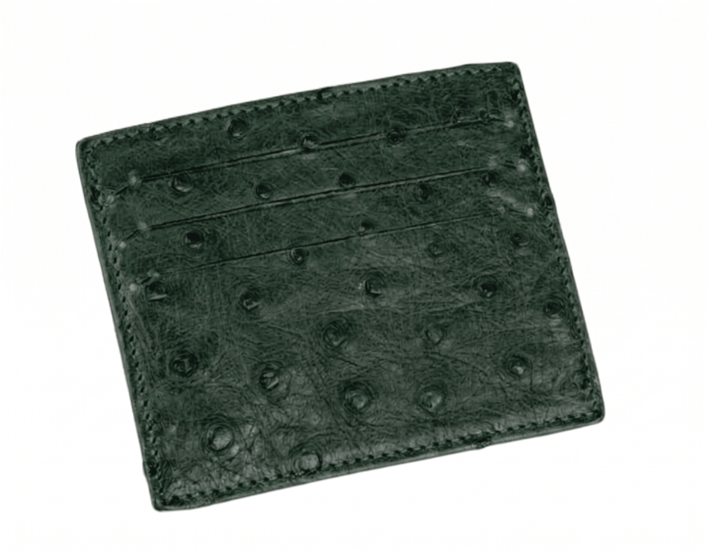 Ostrich Leather Small Card Holder Wallet - Ostrich Leather Wallet