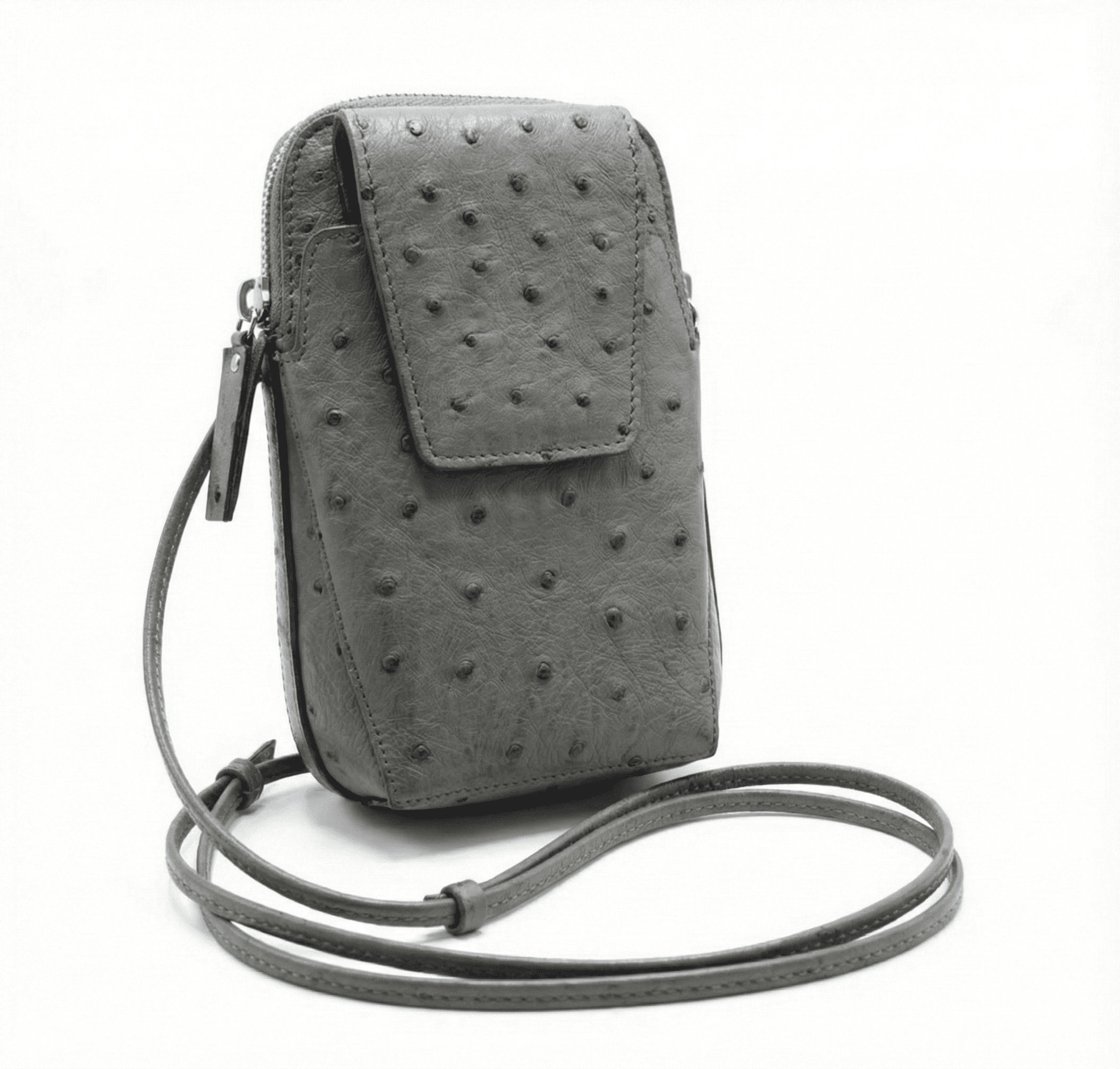 Ostrich Patent Leather Phone Bag - Ostrich Leather Bag