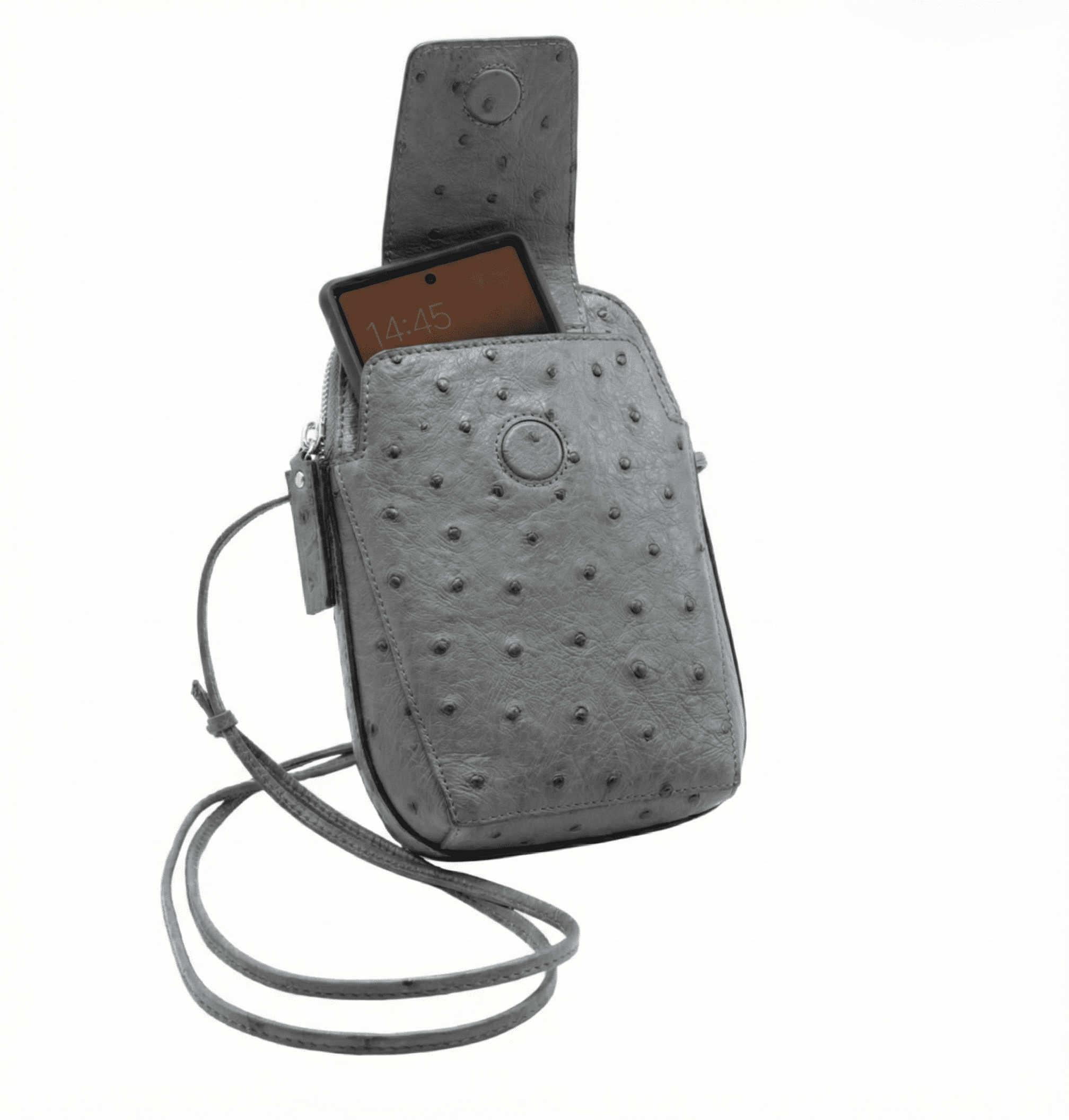 Ostrich Patent Leather Phone Bag - Ostrich Leather Bag