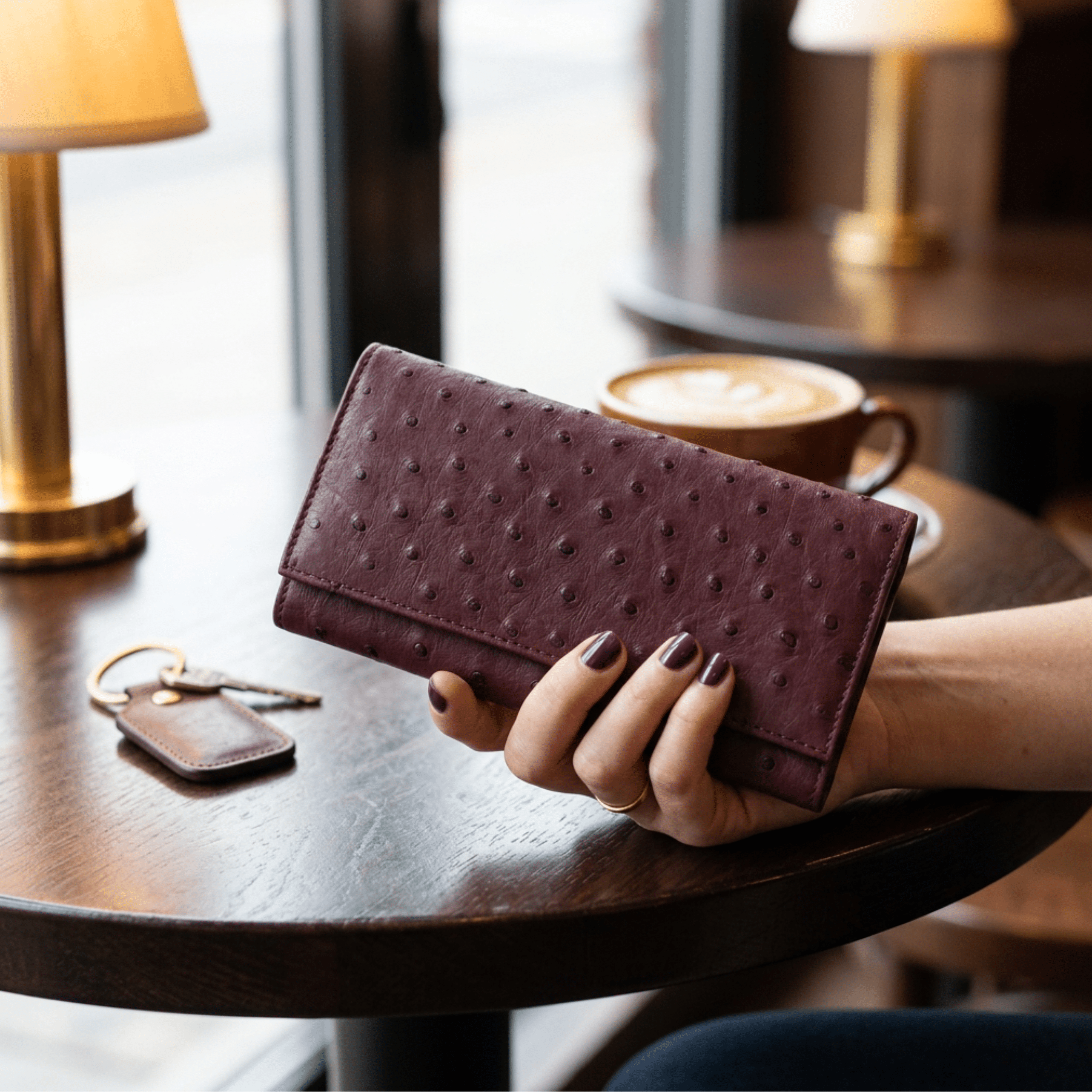 Small Ostrich Leather Classic Wallet - Ostrich Leather Wallet