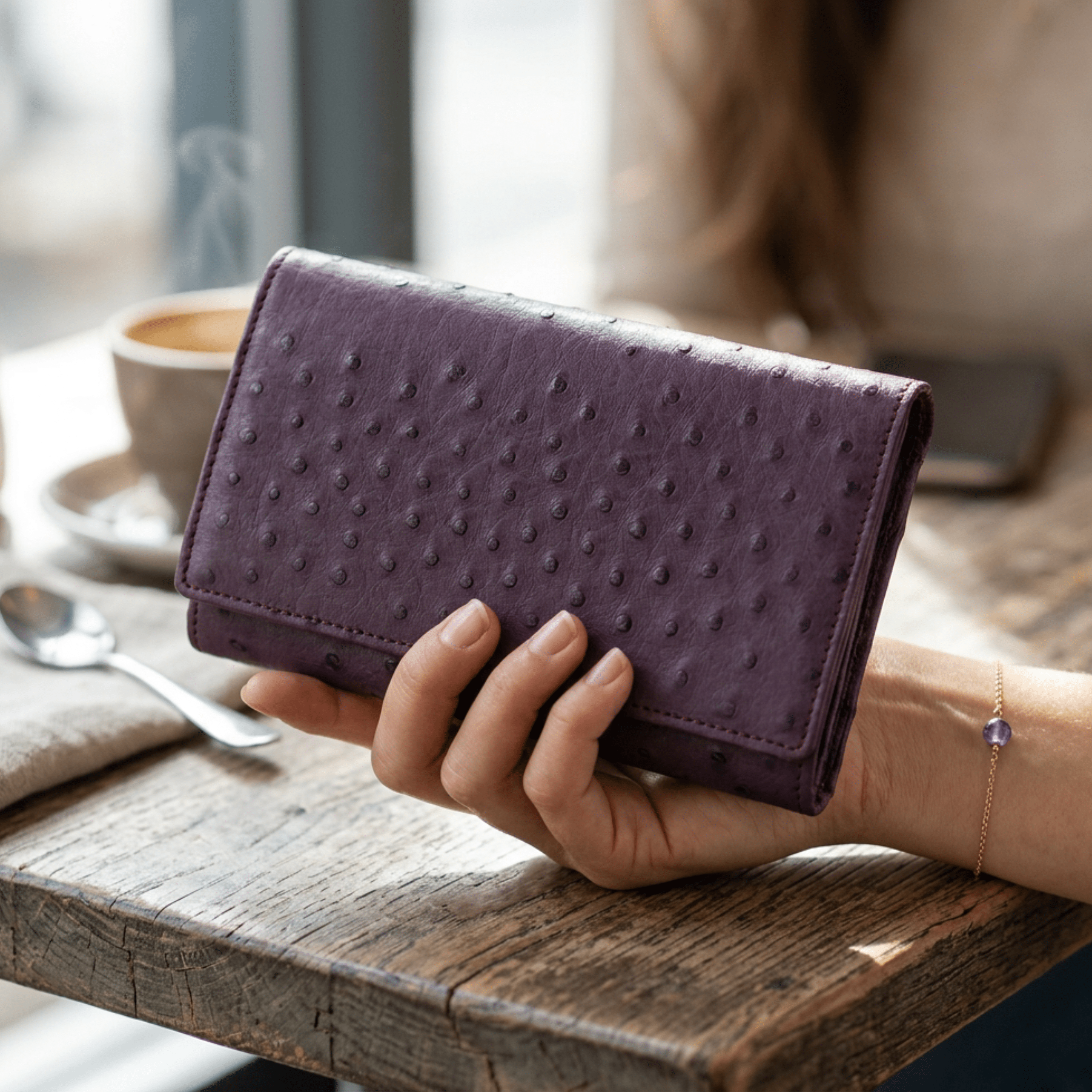 Small Ostrich Leather Classic Wallet - Ostrich Leather Wallet