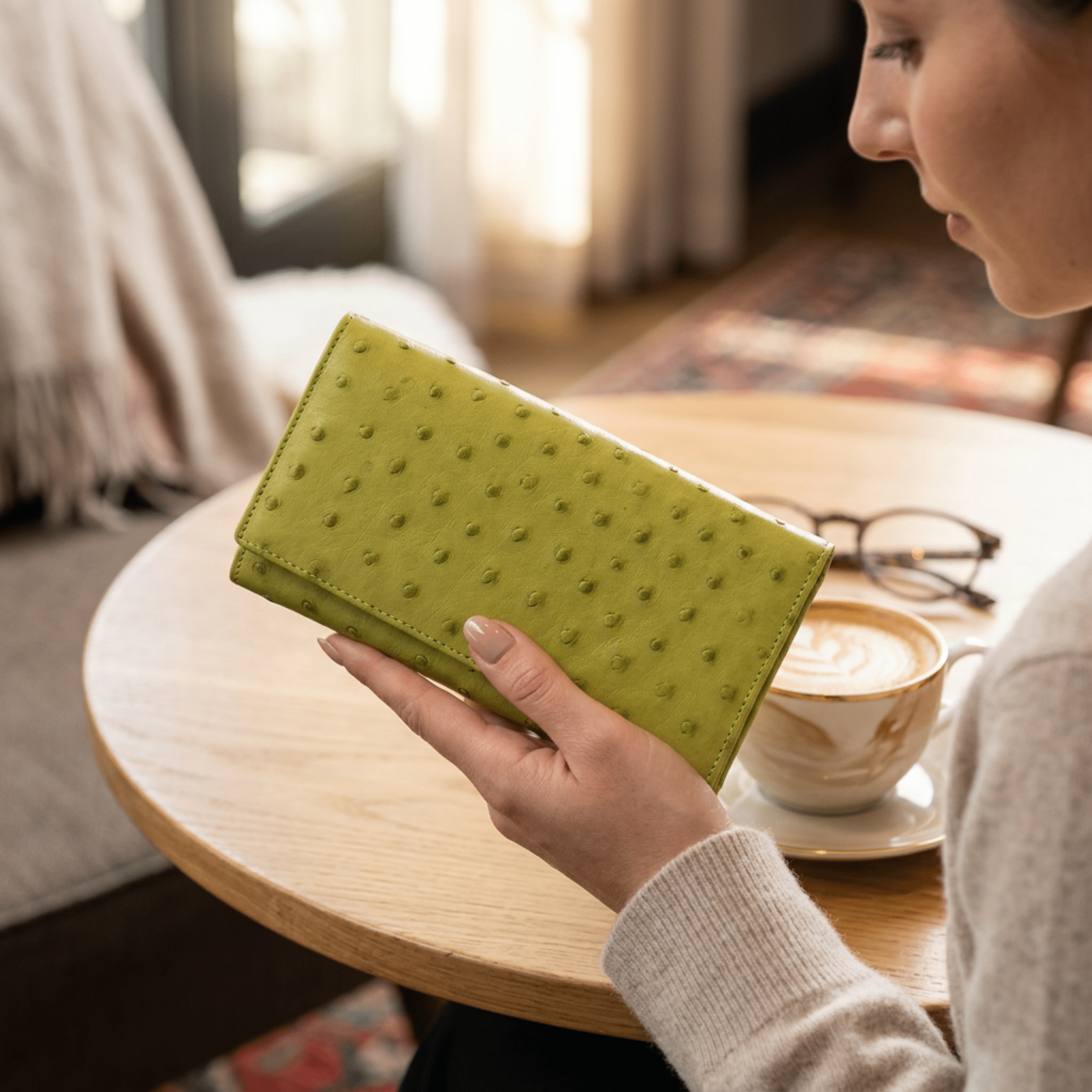 Small Ostrich Leather Classic Wallet - Ostrich Leather Wallet