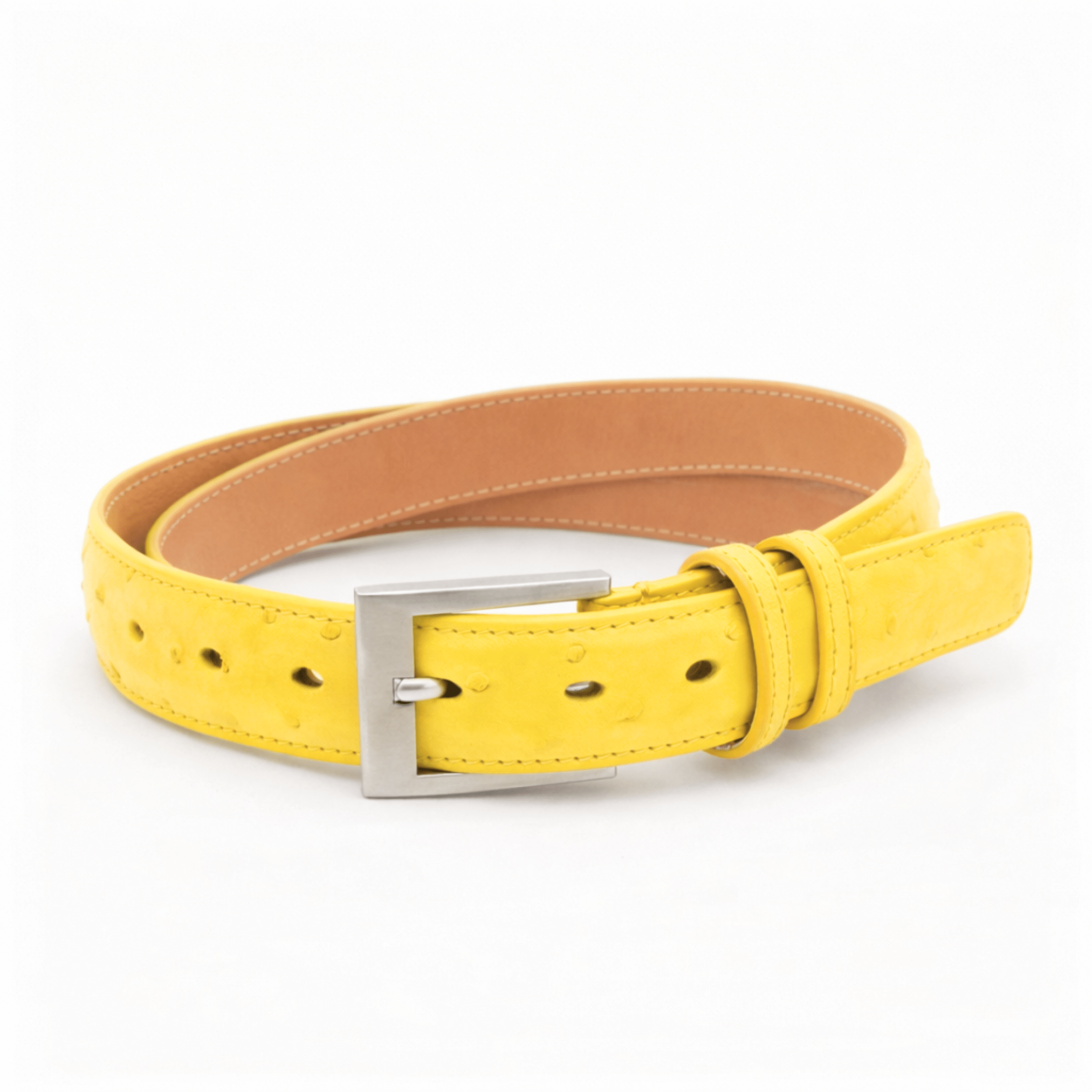 Sun Yellow Ostrich Belt - Ostrich Leather Belt