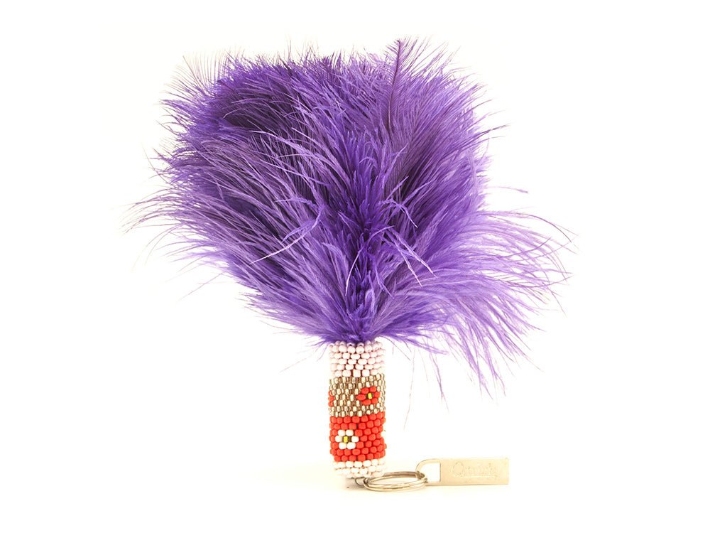 Beaded Feather Duster Keyring - Keyrings