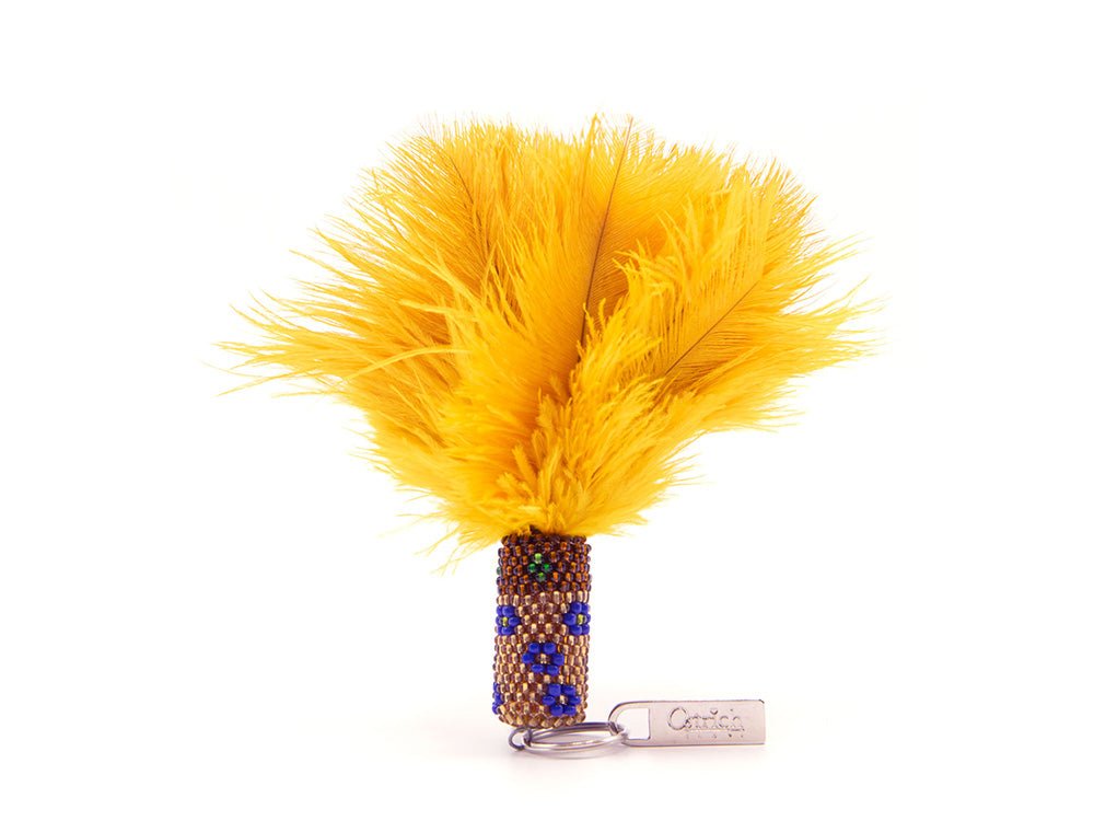 Beaded Feather Duster Keyring - Keyrings