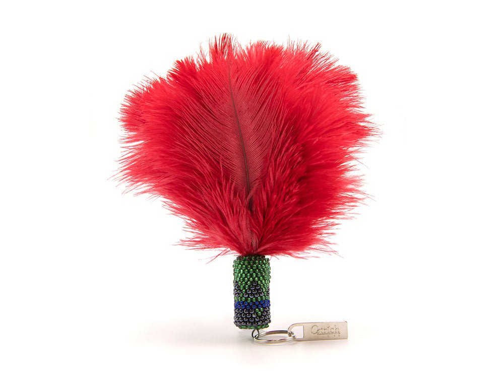 Beaded Feather Duster Keyring - Keyrings