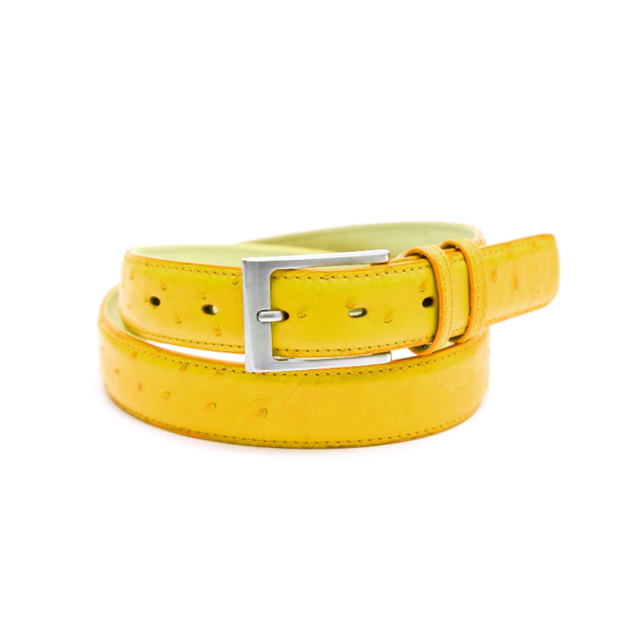 Genuine Ostrich Leather Quill Belt (Sun Yellow) - Ostrich Leather Belt