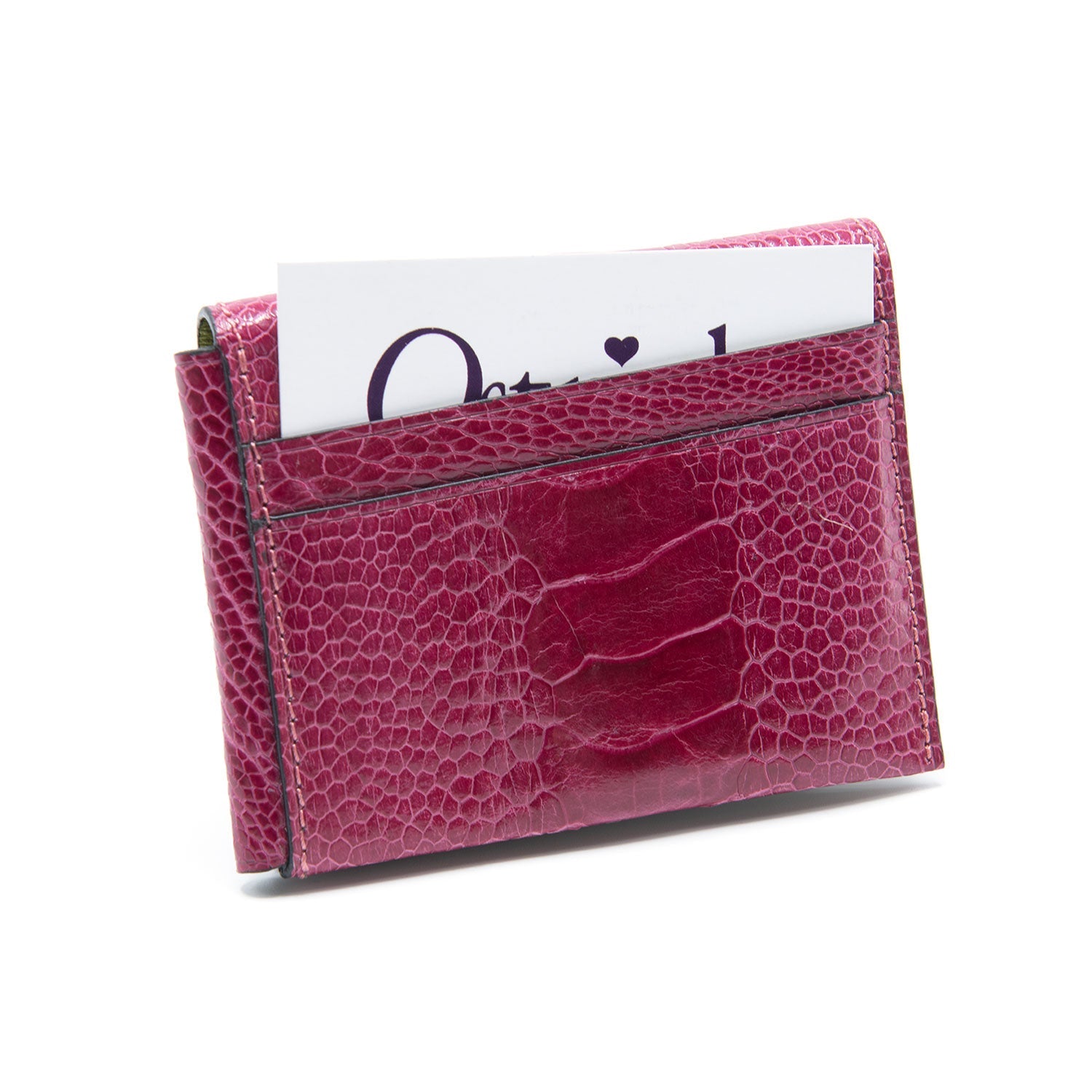 Montana Ostrich Shin Leather Credit Card Folder - Ostrich Leather Wallet