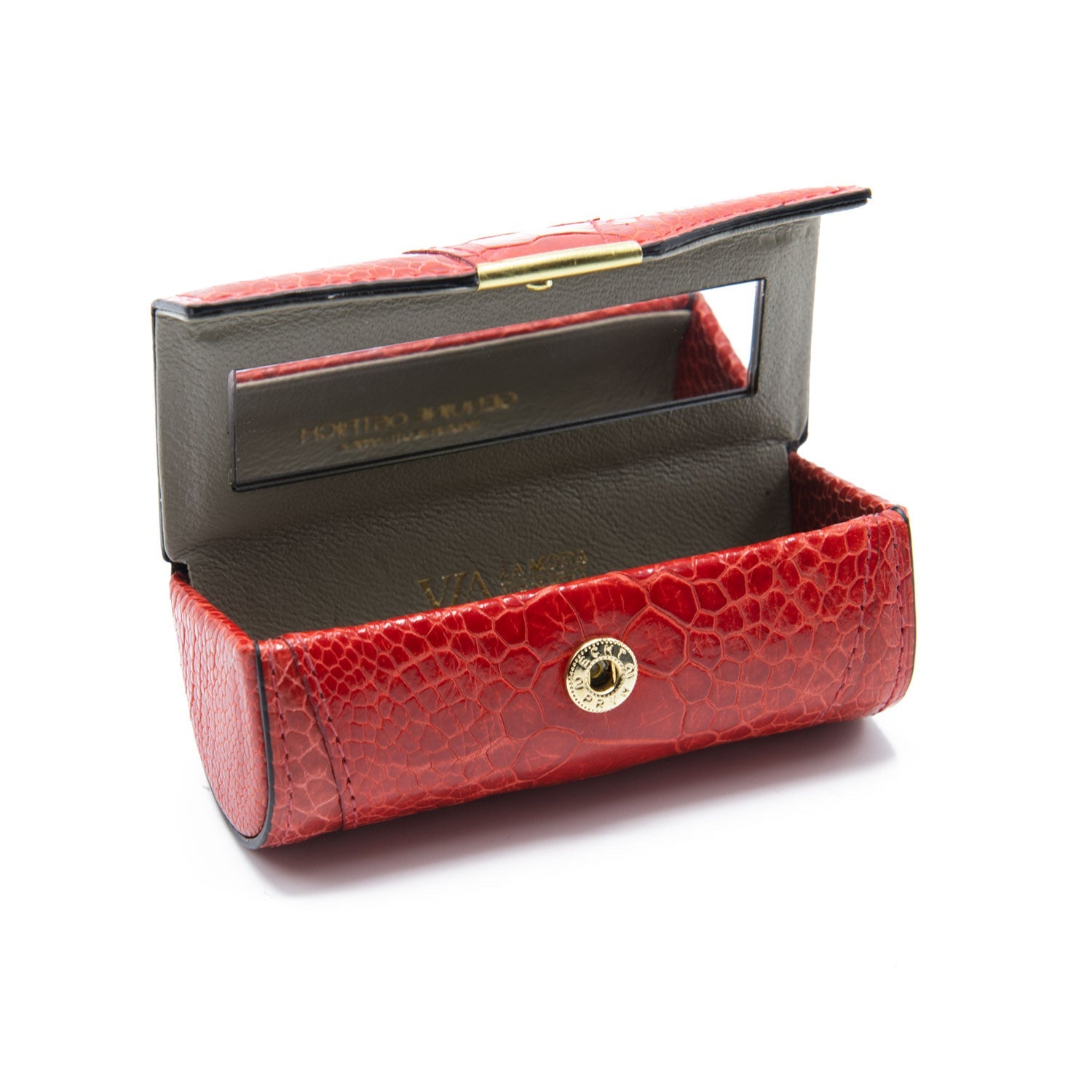 New York Ostrich Shin Leather Lipstick Holder - Ostrich Leather Lipstick Holder