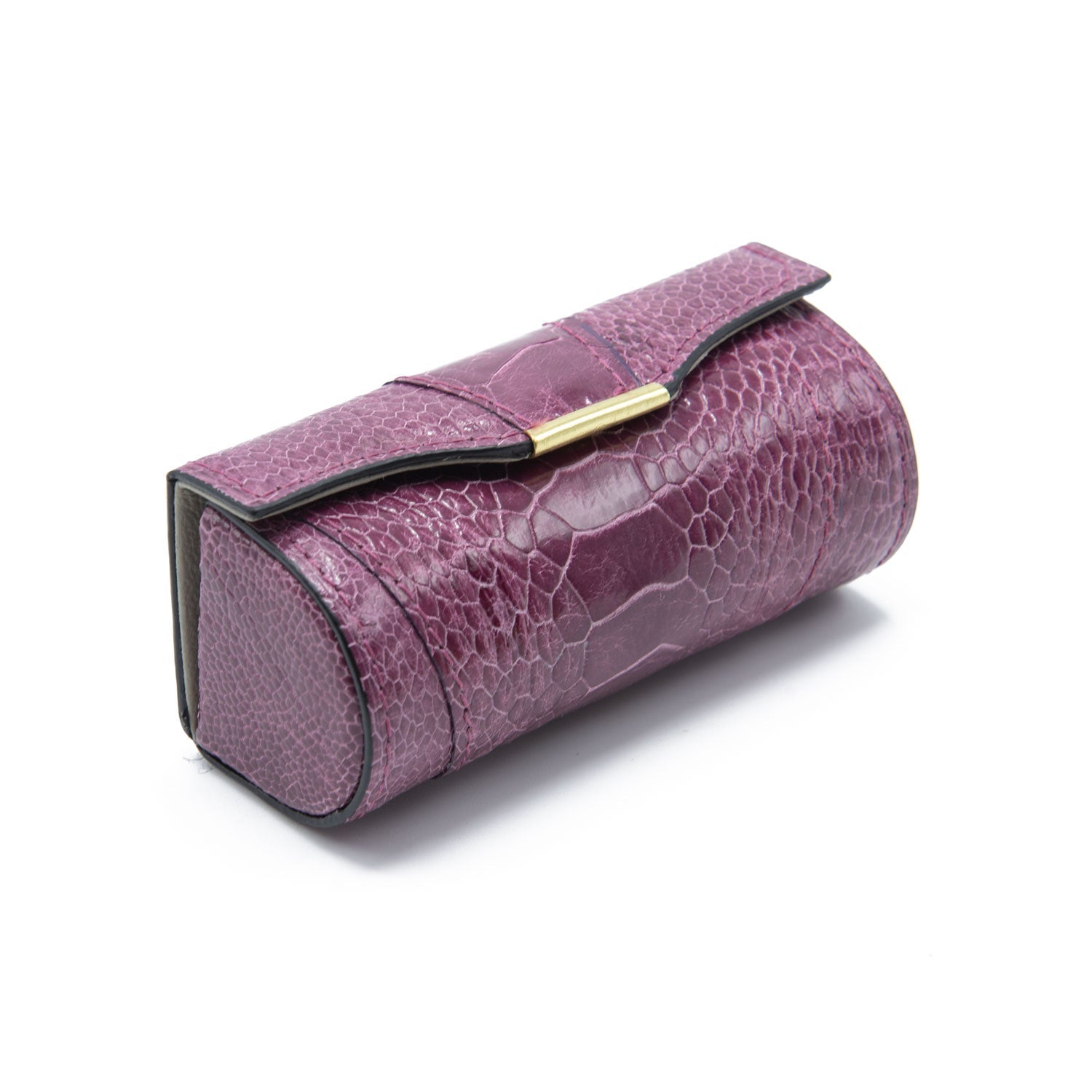 New York Ostrich Shin Leather Lipstick Holder - Ostrich Leather Lipstick Holder