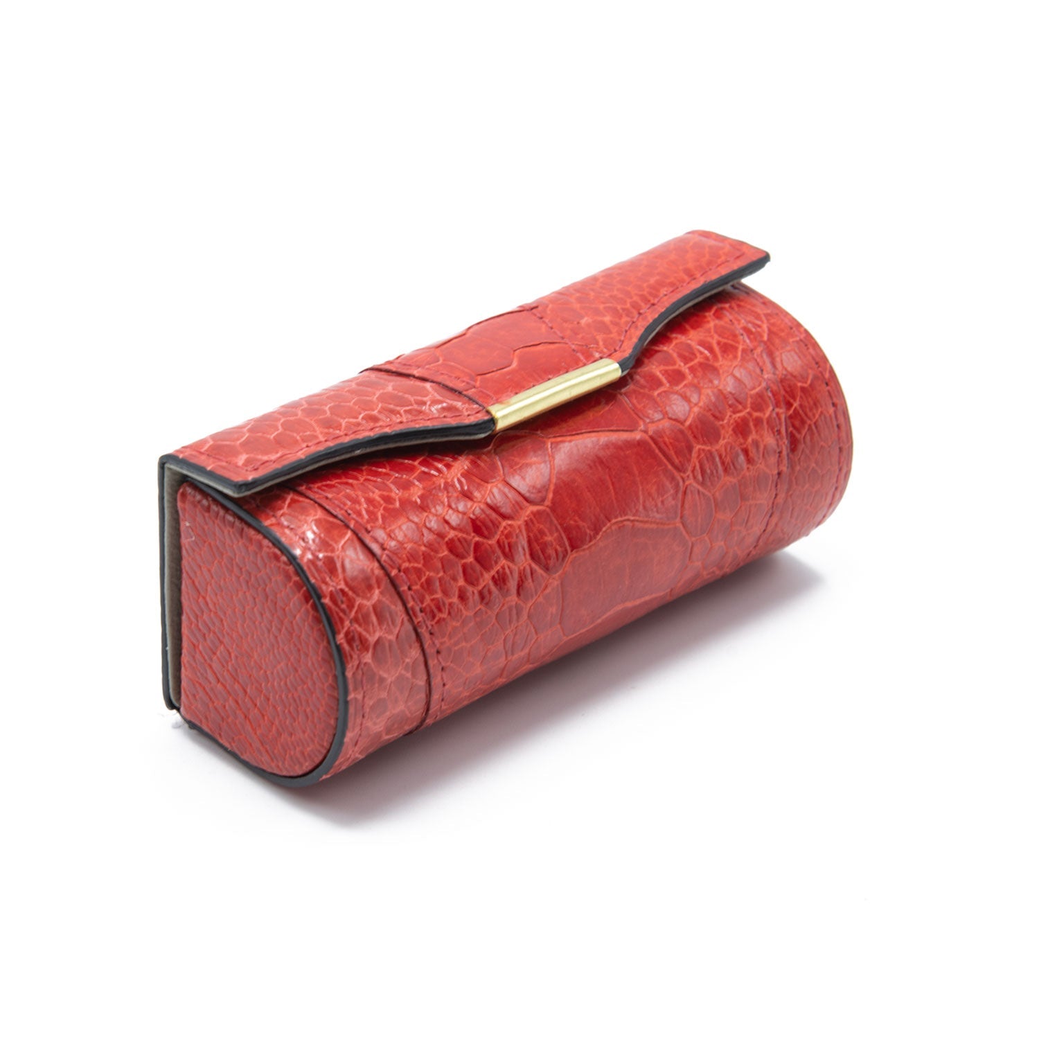 New York Ostrich Shin Leather Lipstick Holder - Ostrich Leather Lipstick Holder