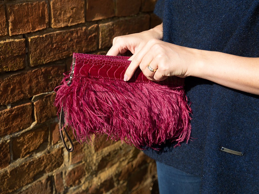 Ostrich Feather Clutch - Handbags & Clutch Bags