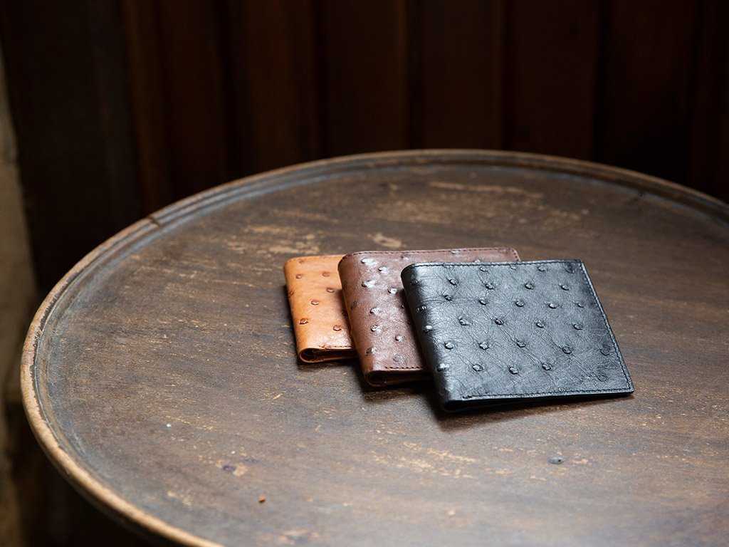 Ostrich Leather Bill & Coin Wallet - Ostrich Leather Wallet