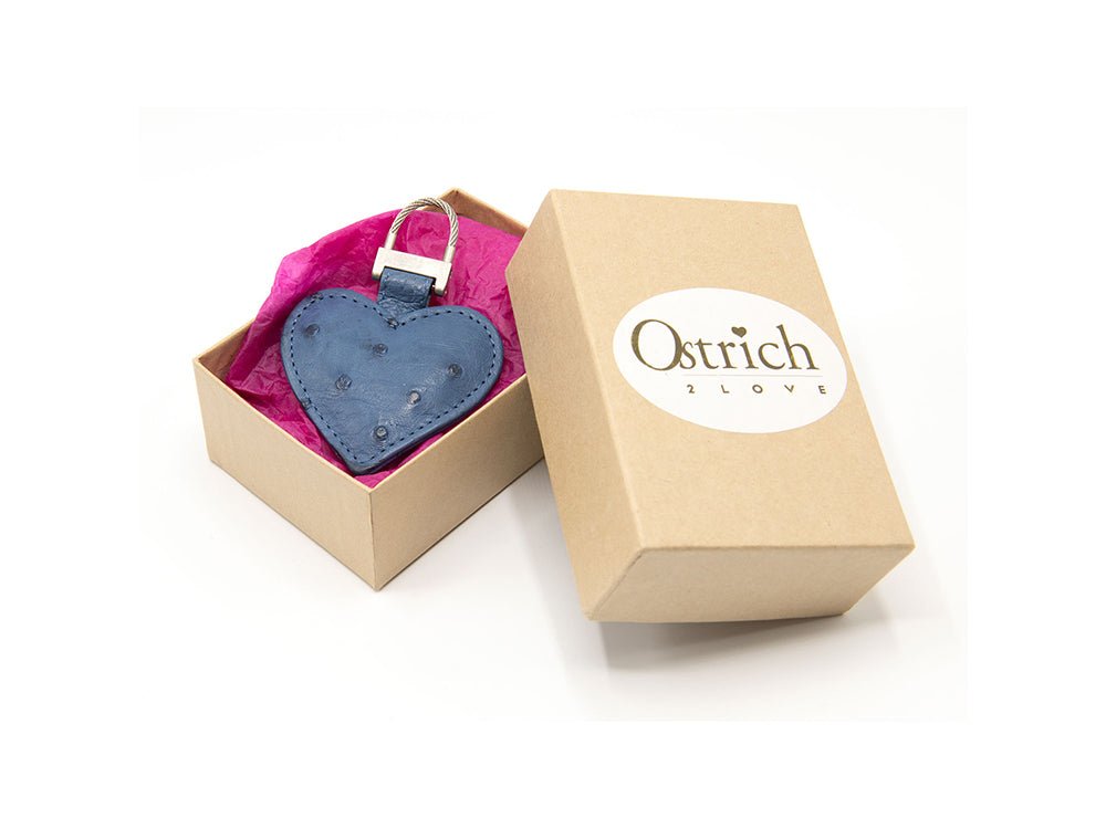 Ostrich Leather Heart Keyring - Keyrings