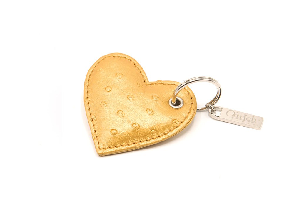 Ostrich Leather Heart Keyring - Keyrings