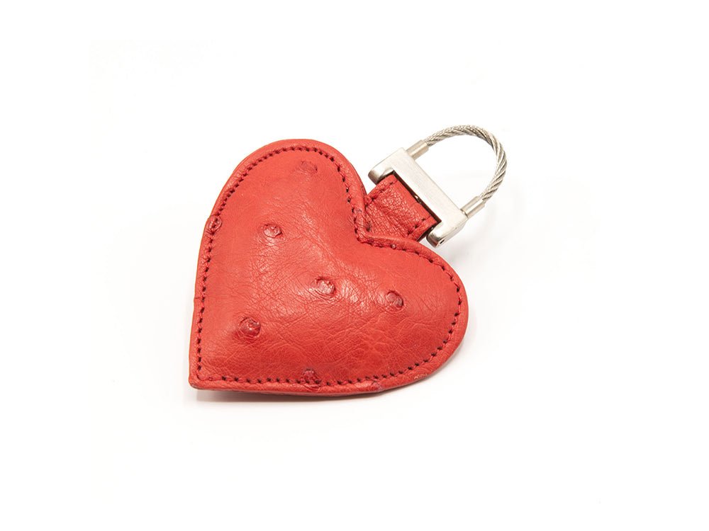 Ostrich Leather Heart Keyring - Keyrings