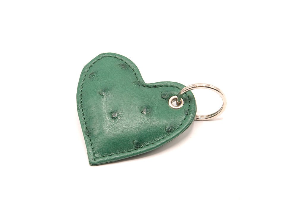 Ostrich Leather Heart Keyring - Keyrings