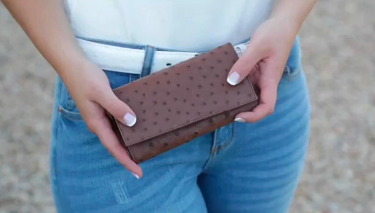 Small Ostrich Leather Classic Wallet - Ostrich Leather Wallet