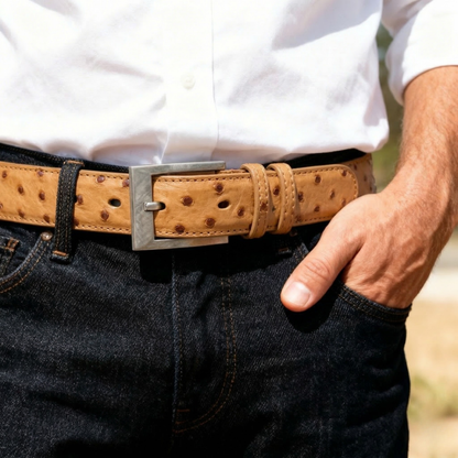 Cognac Ostrich Belt