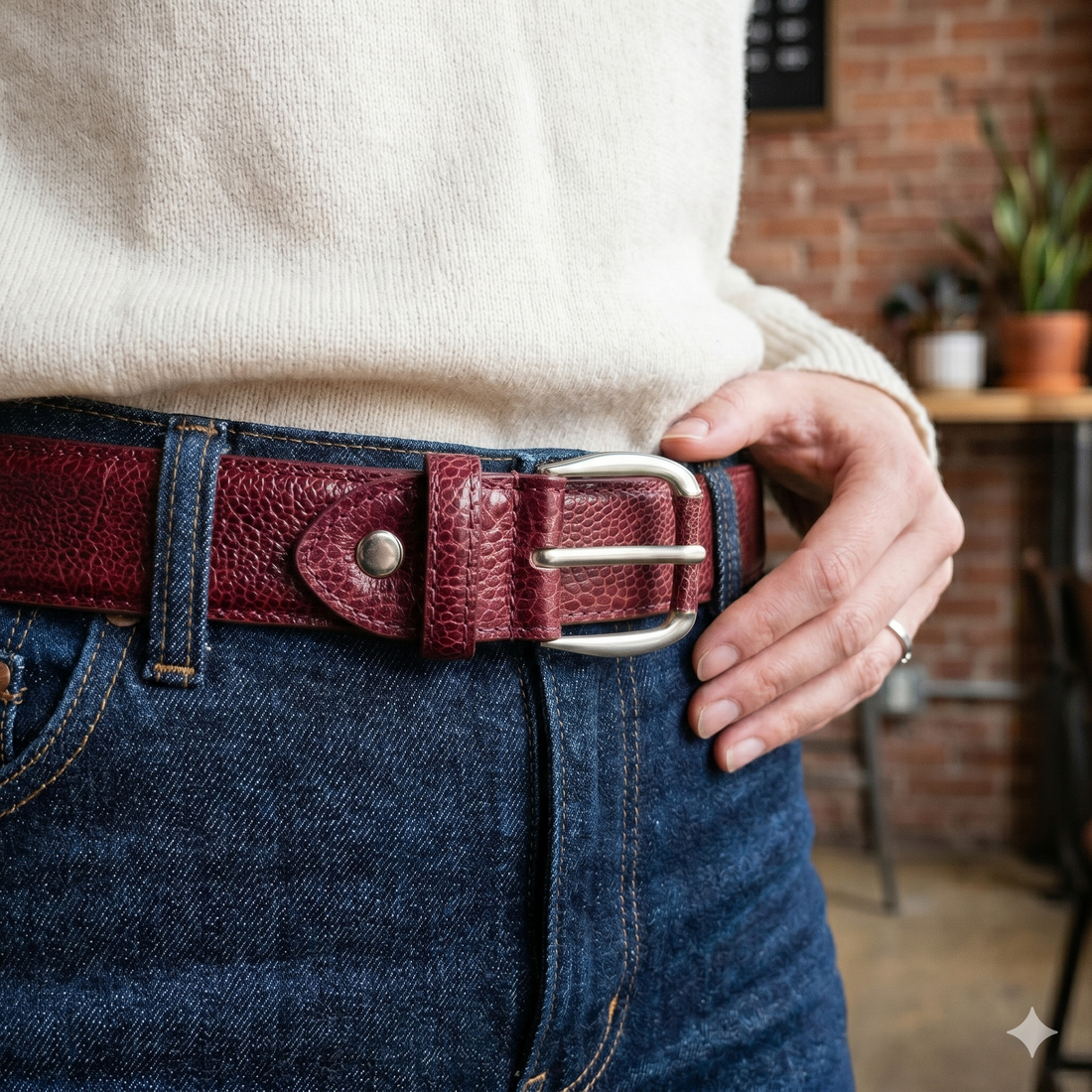 Campari Red Ostrich Patent Belt