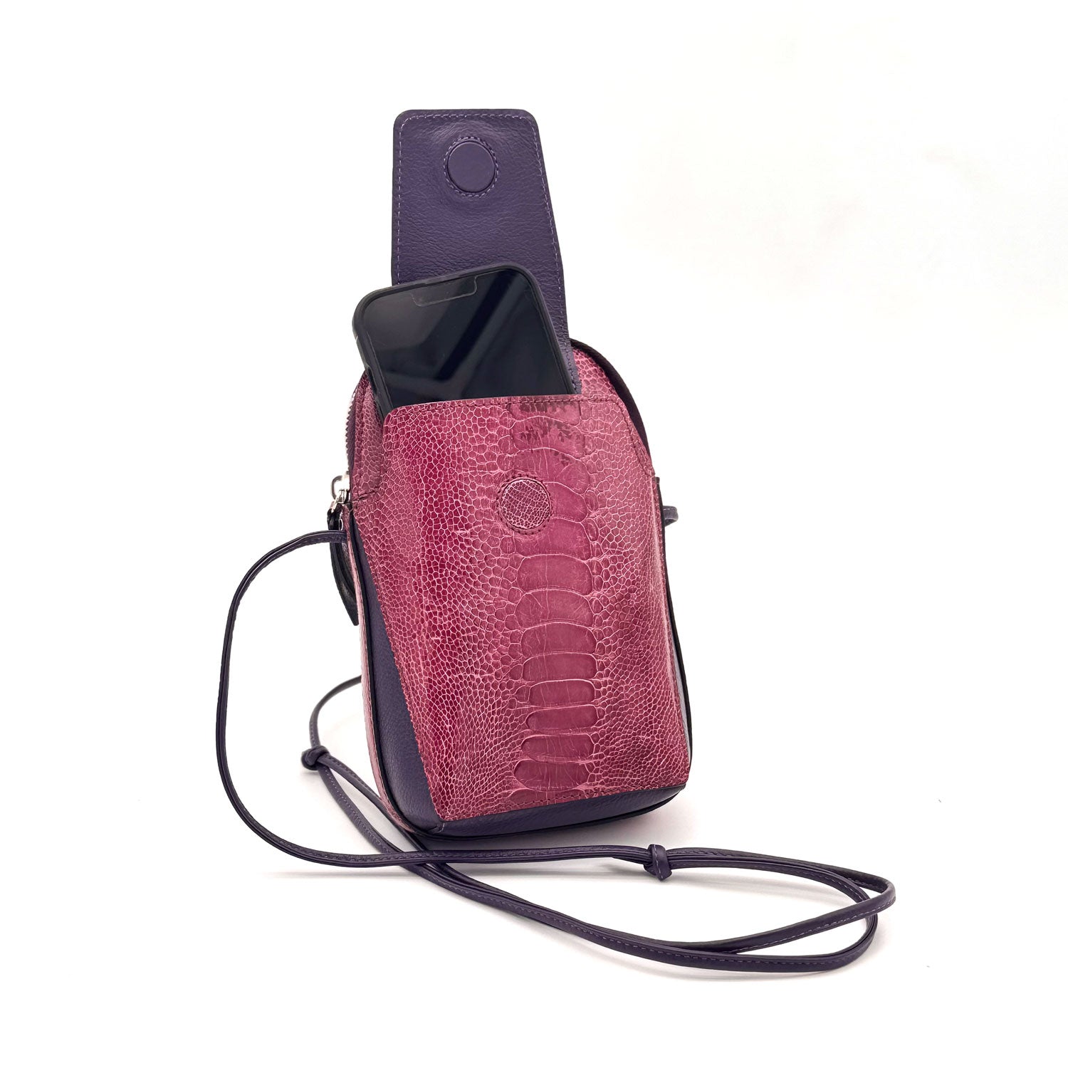 Ostrich Patent Leather Phone Bag