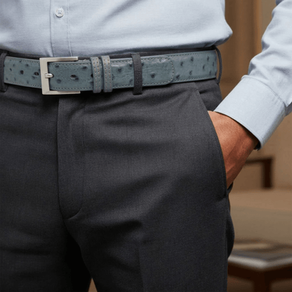 Anthracite Grey Ostrich Belt - Ostrich Leather Belt