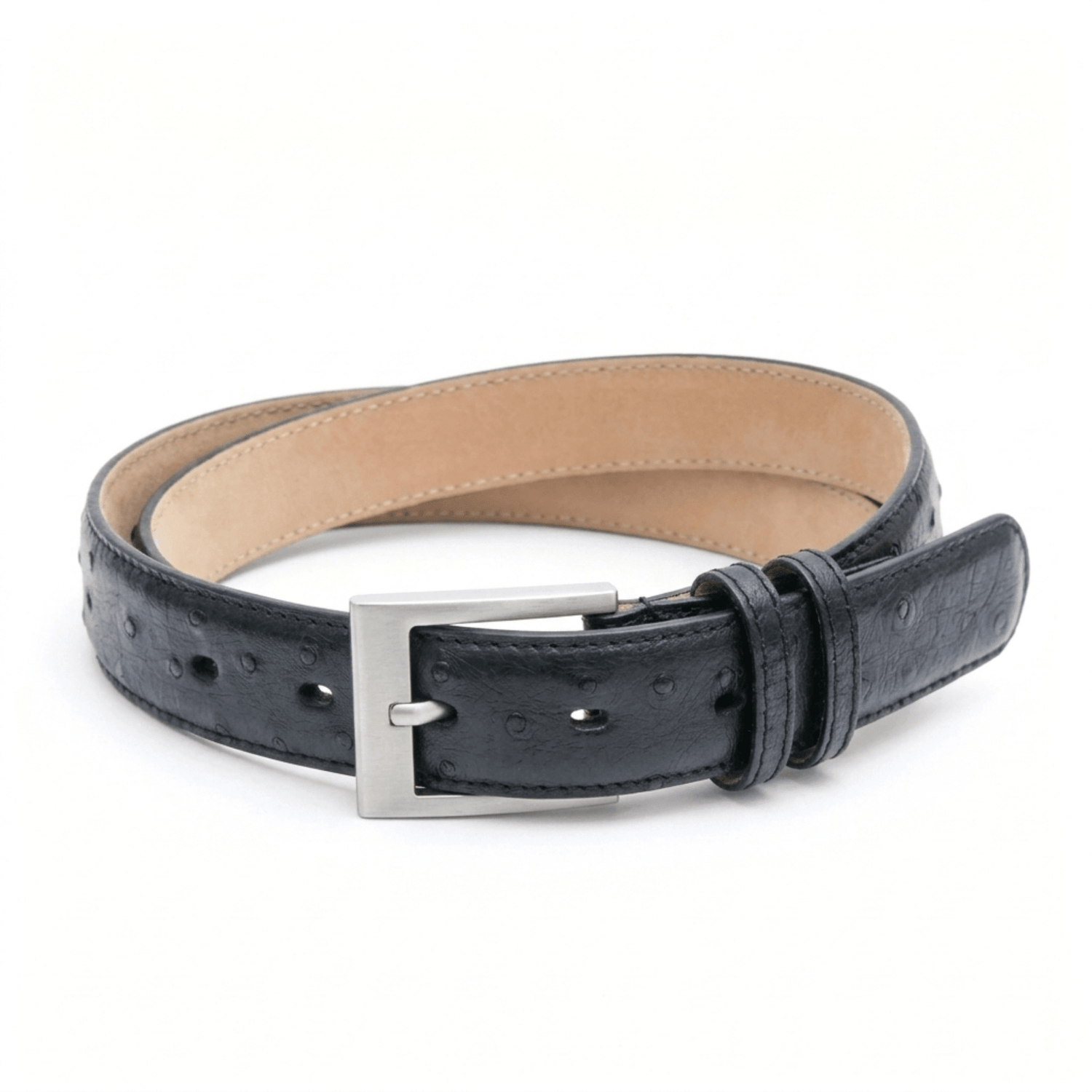 Black Ostrich Belt - Ostrich Leather Belt