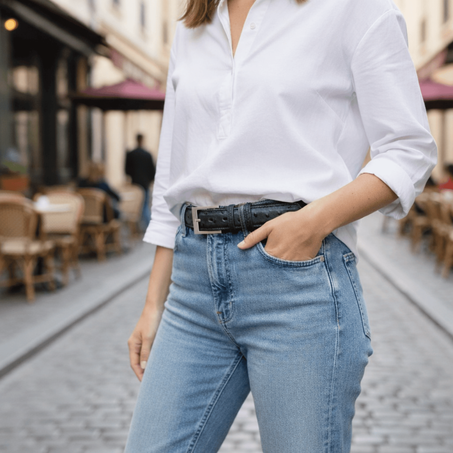 Black Ostrich Belt - Ostrich Leather Belt