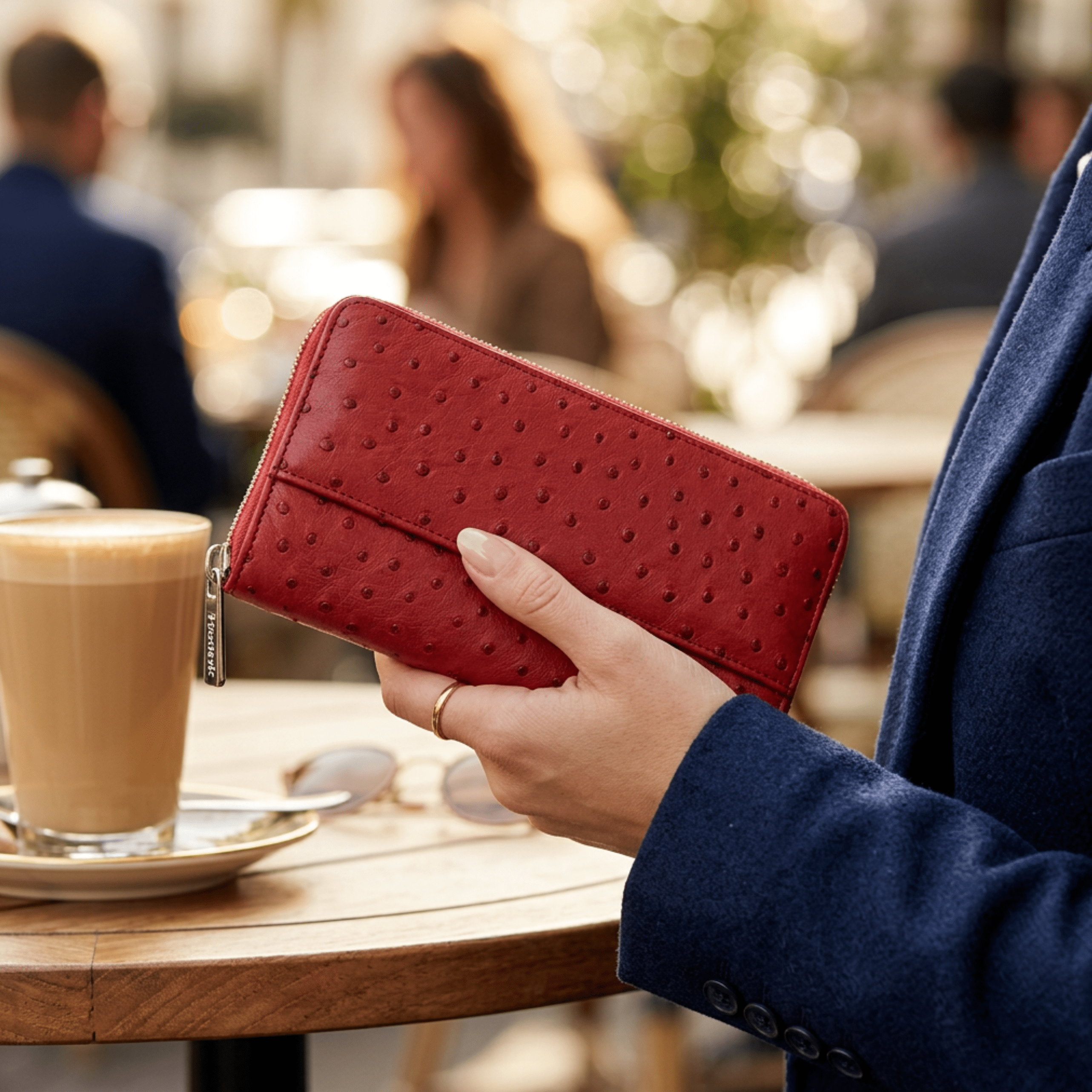 Cango Zip Clutch Ostrich Leather Wallet - Ostrich Leather Wallet