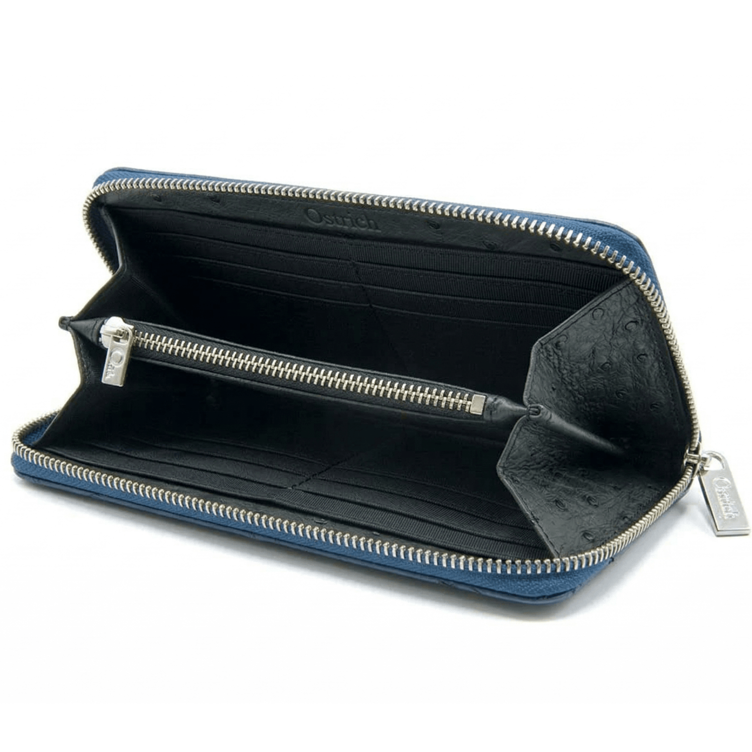 Cango Zip Clutch Two Tone Ostrich Leather Wallet - Ostrich Leather Wallet