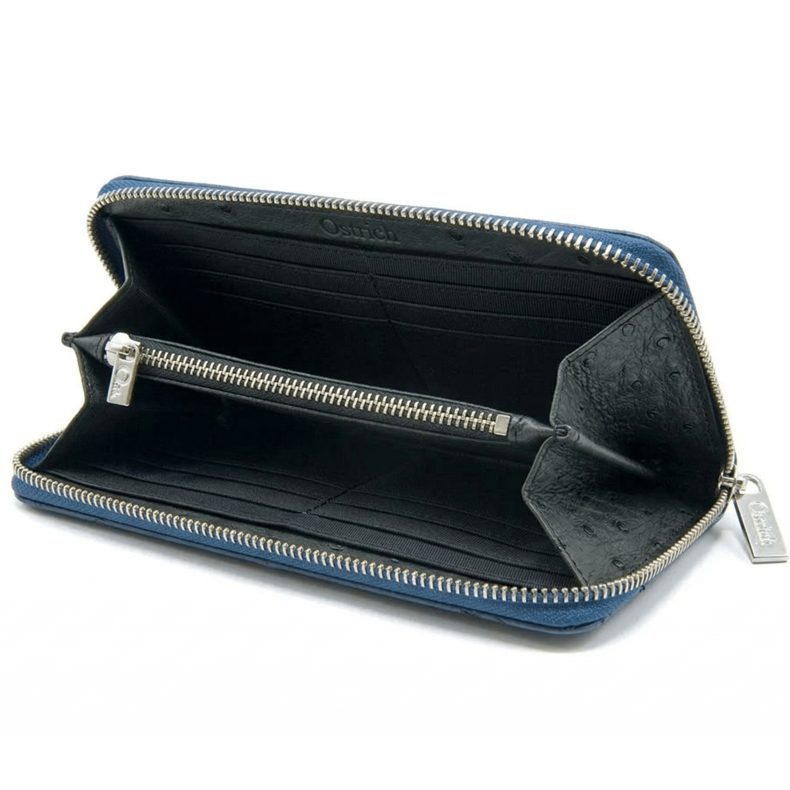 Cango Zip Clutch Two Tone Ostrich Leather Wallet - Ostrich Leather Wallet