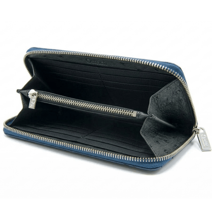 Cango Zip Clutch Two Tone Ostrich Leather Wallet - Ostrich Leather Wallet