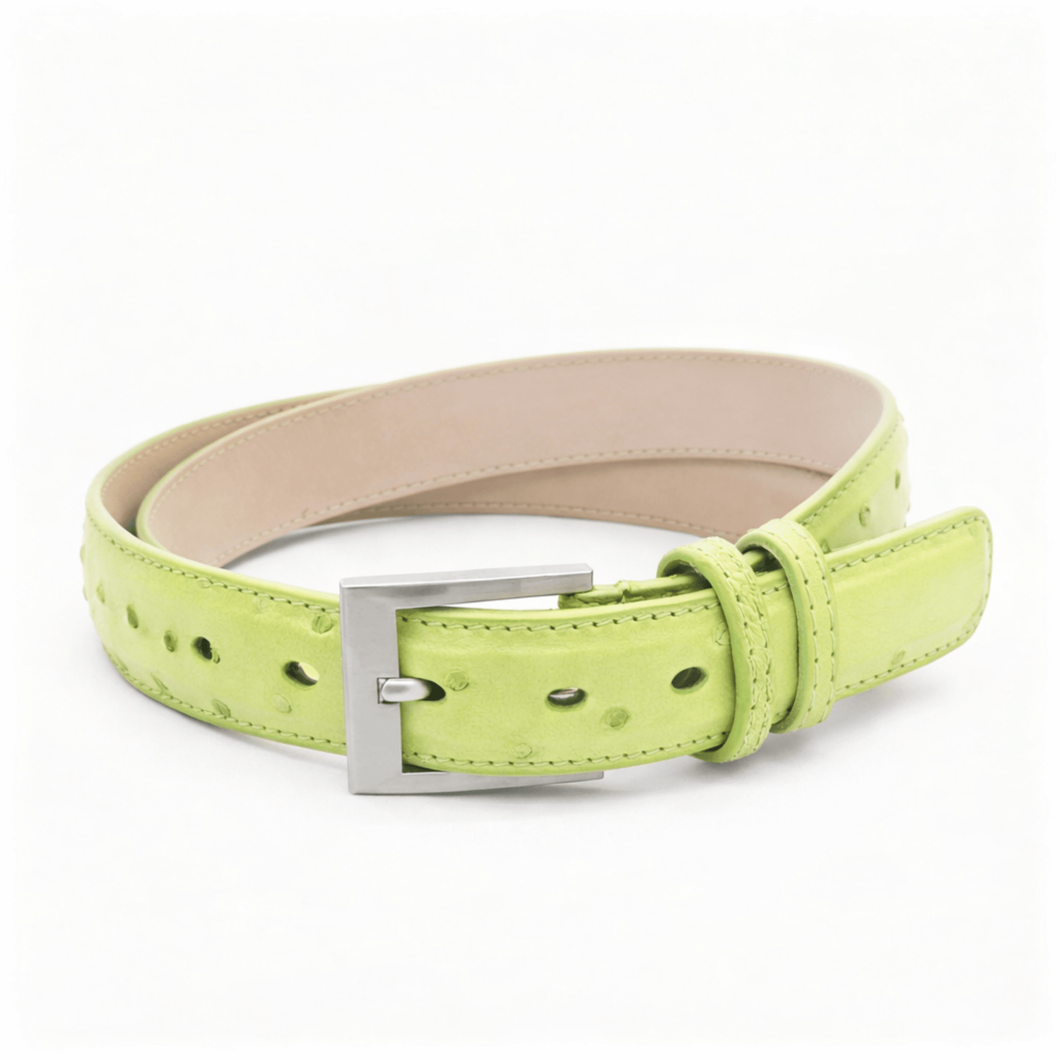 Chartreuse Ostrich Belt - Ostrich Leather Belt