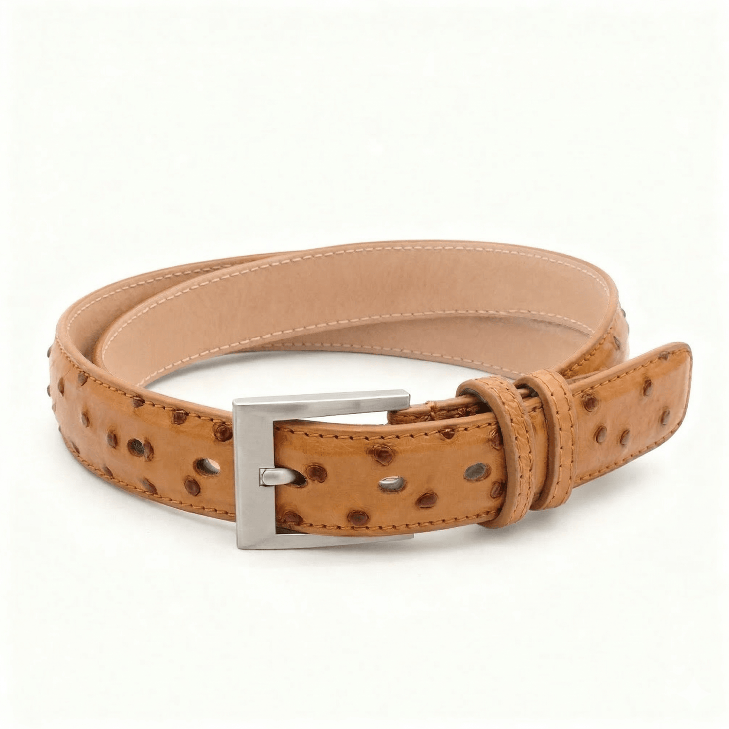 Cognac Ostrich Belt - Ostrich Leather Belt
