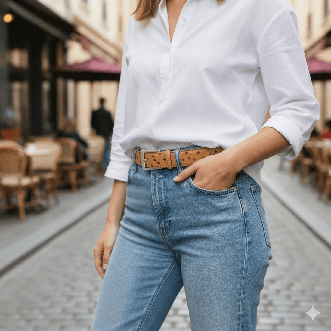 Cognac Ostrich Belt - Ostrich Leather Belt