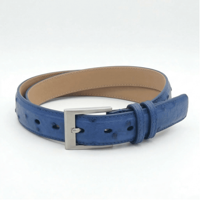 Cornflower Blue Ostrich Belt - Ostrich Leather Belt
