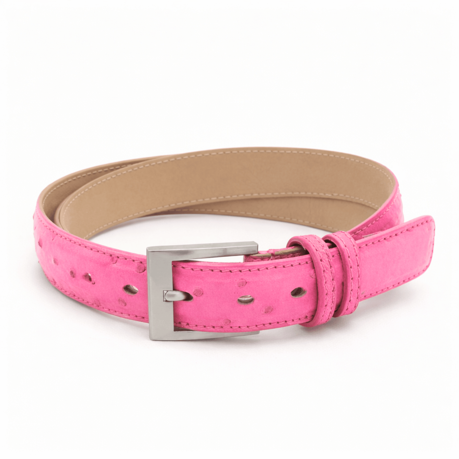 Cyclamen Ostrich Belt - Ostrich Leather Belt