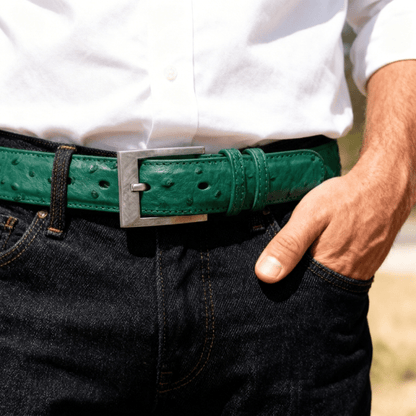 Emerald Green Ostrich Belt - Ostrich Leather Belt